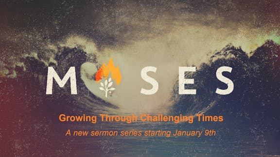 Moses, with waves and a burning bush