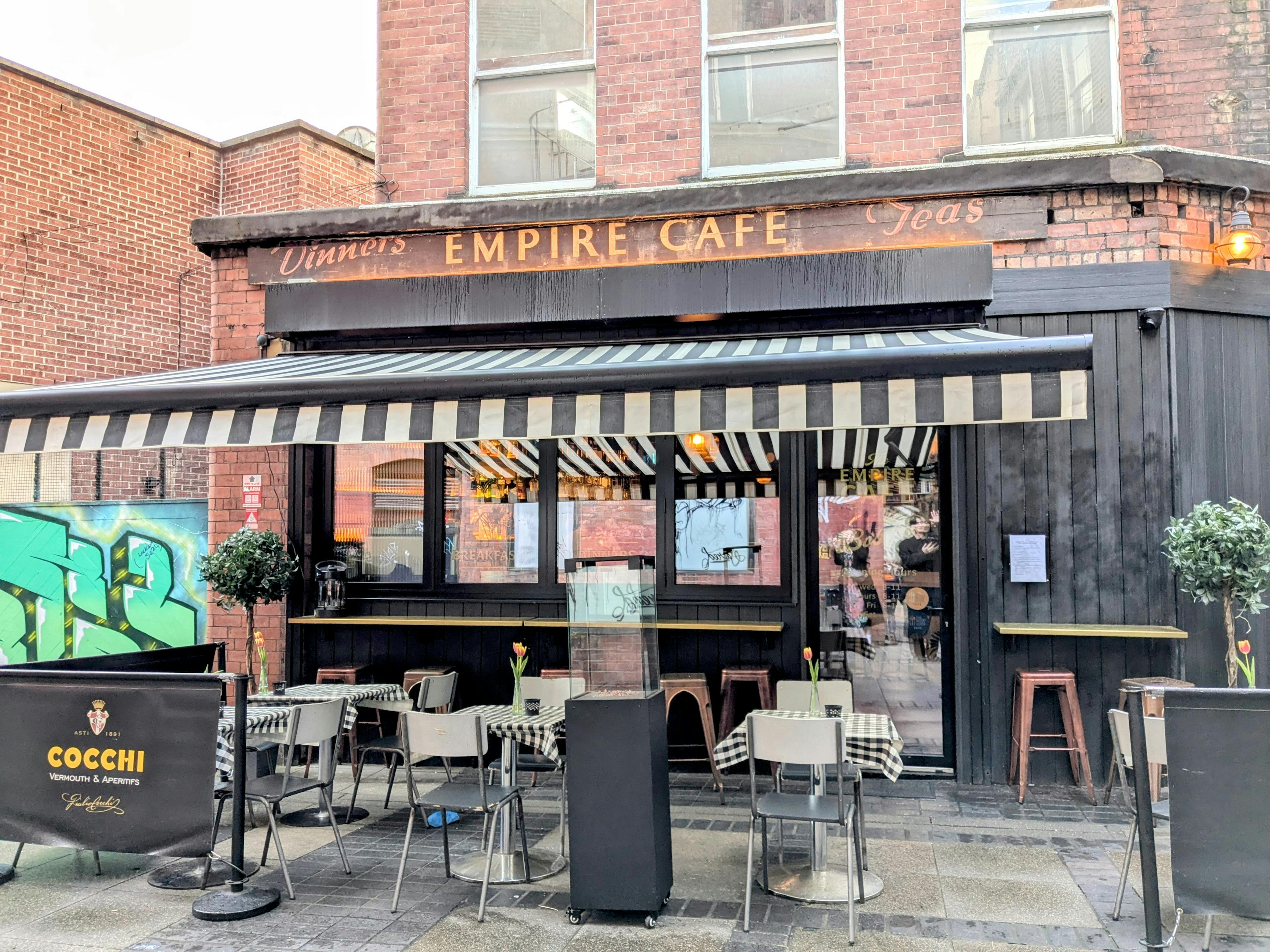 A front on shot of Empire Café, Leeds