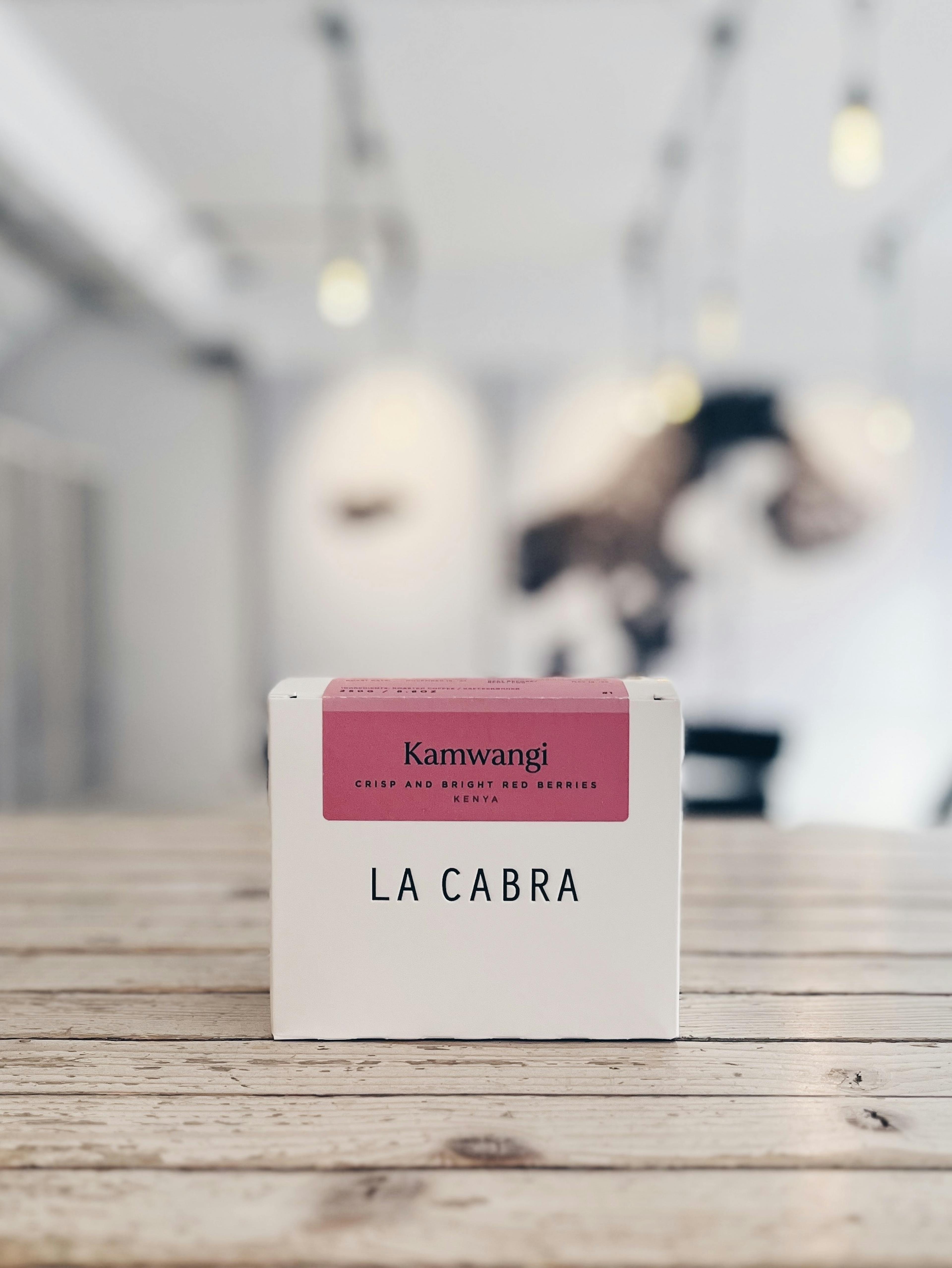 Bag of specialty coffee from La Cabra on a counter