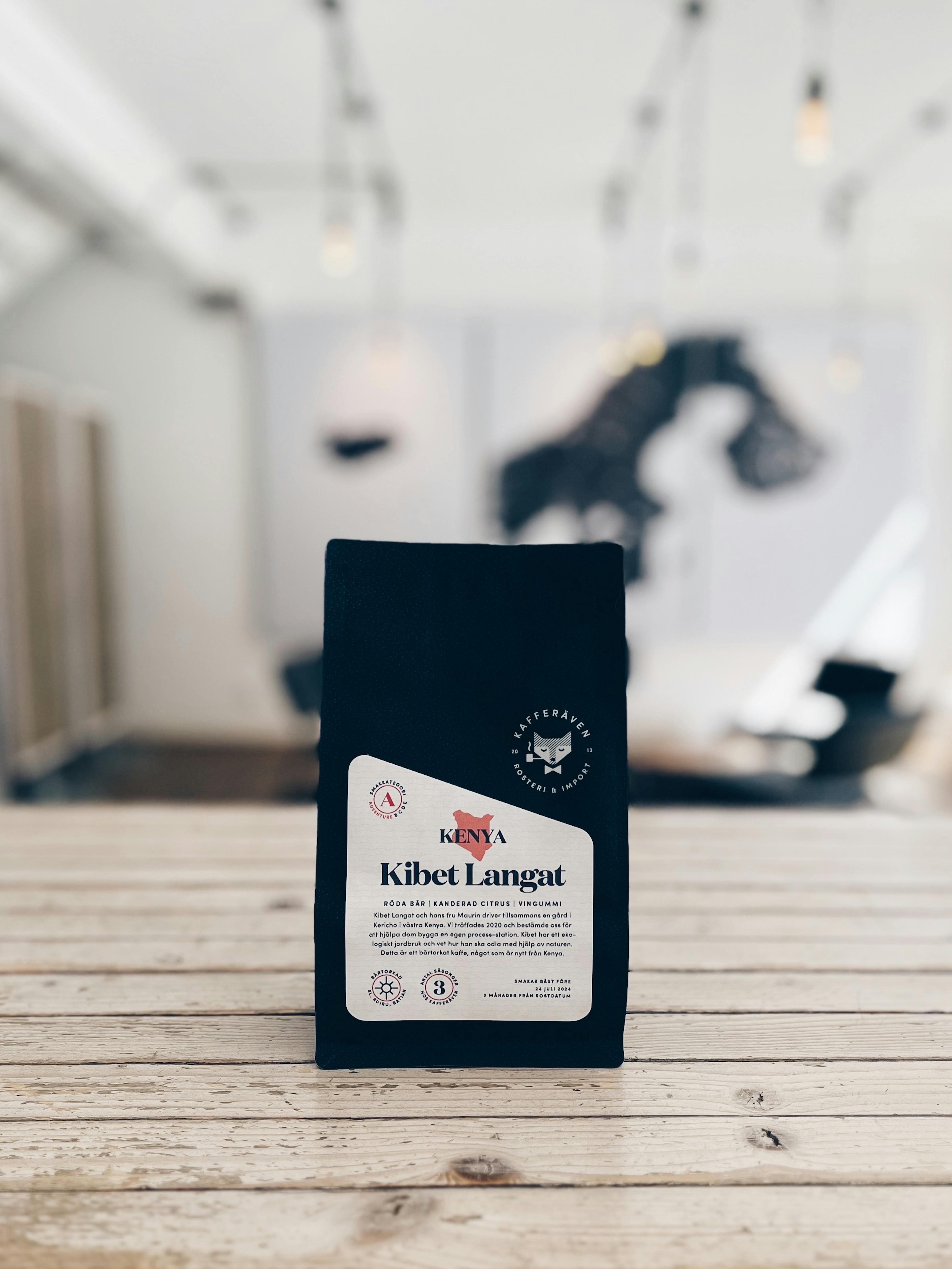 Bag of specialty coffee from Kafferäven roastery on a counter