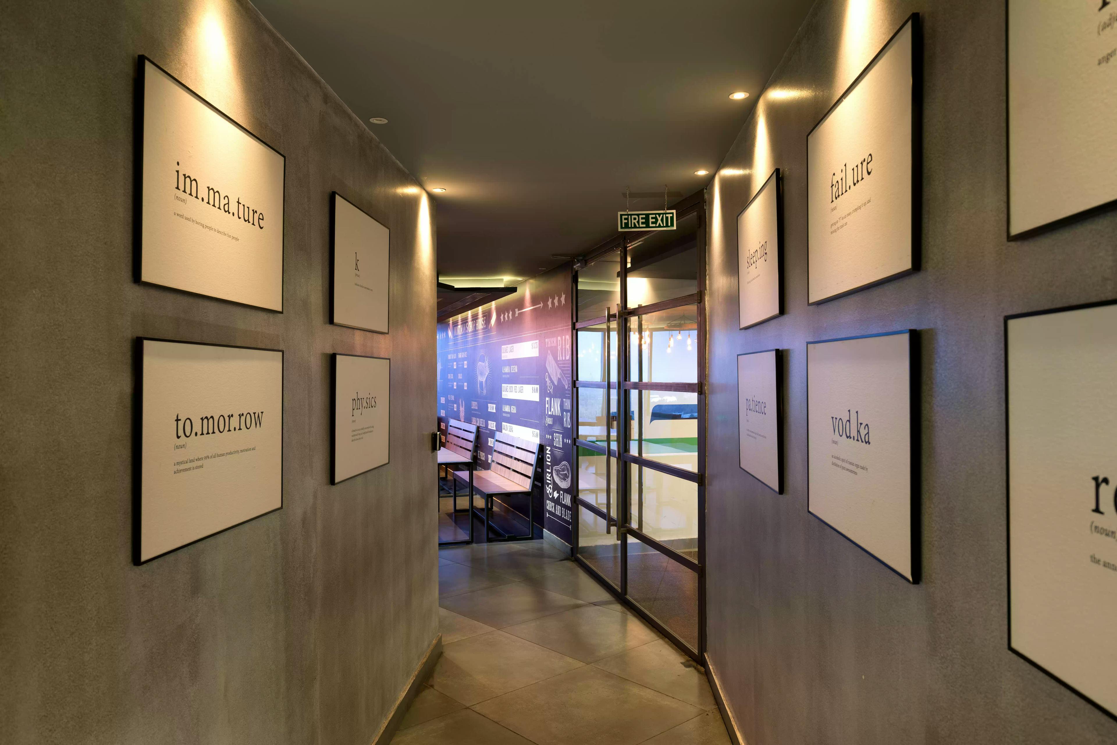 Spacious office walkway with a contemporary design