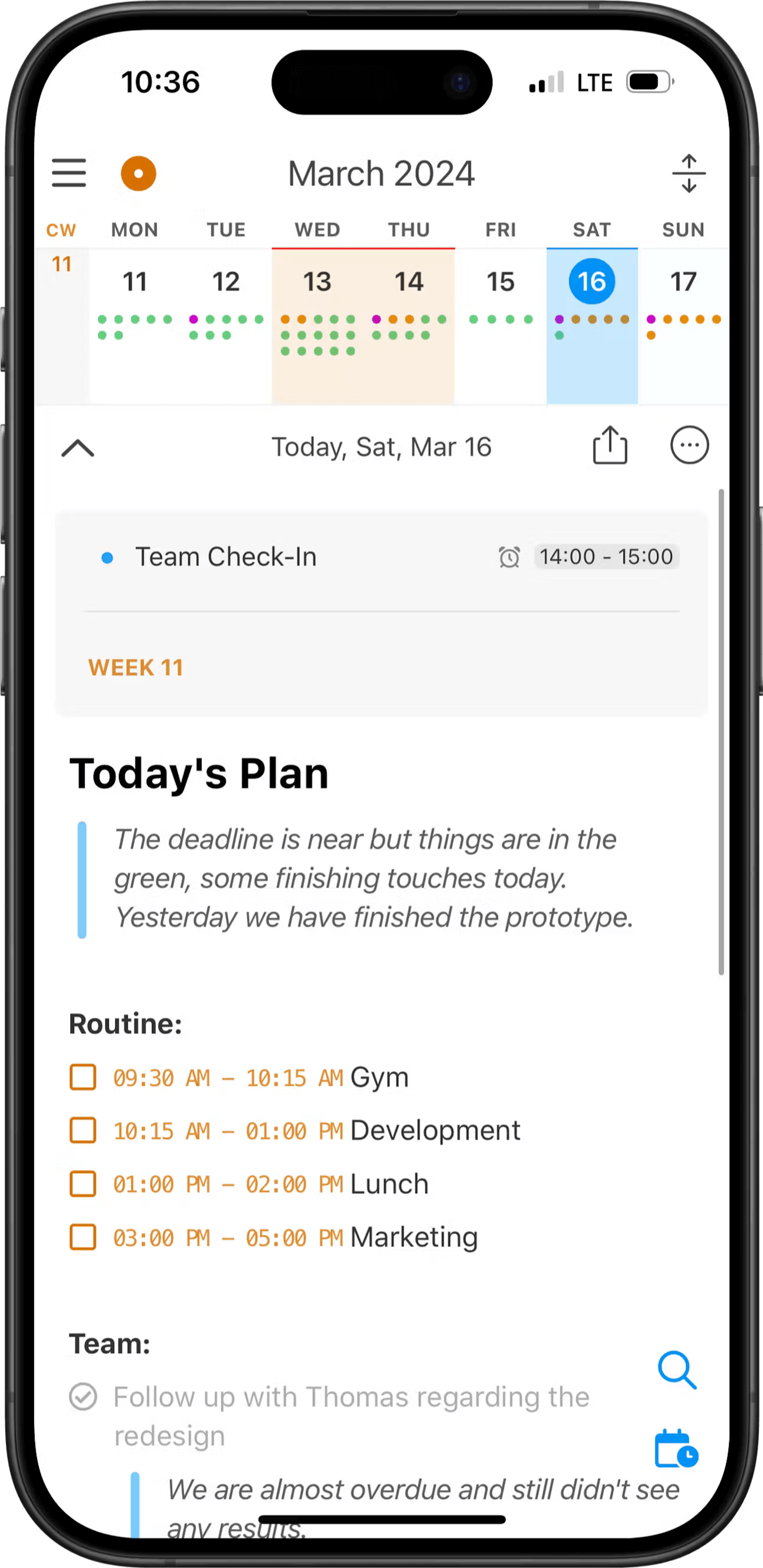 noteplan platform mobile dashboard screenshot