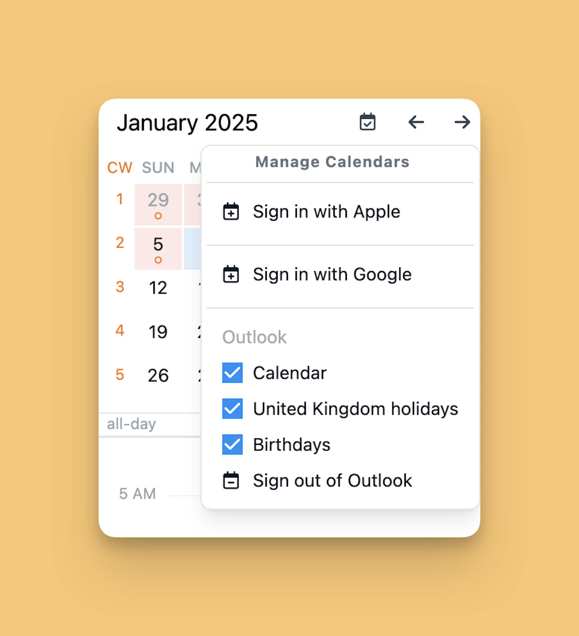 Outlook calendar integration