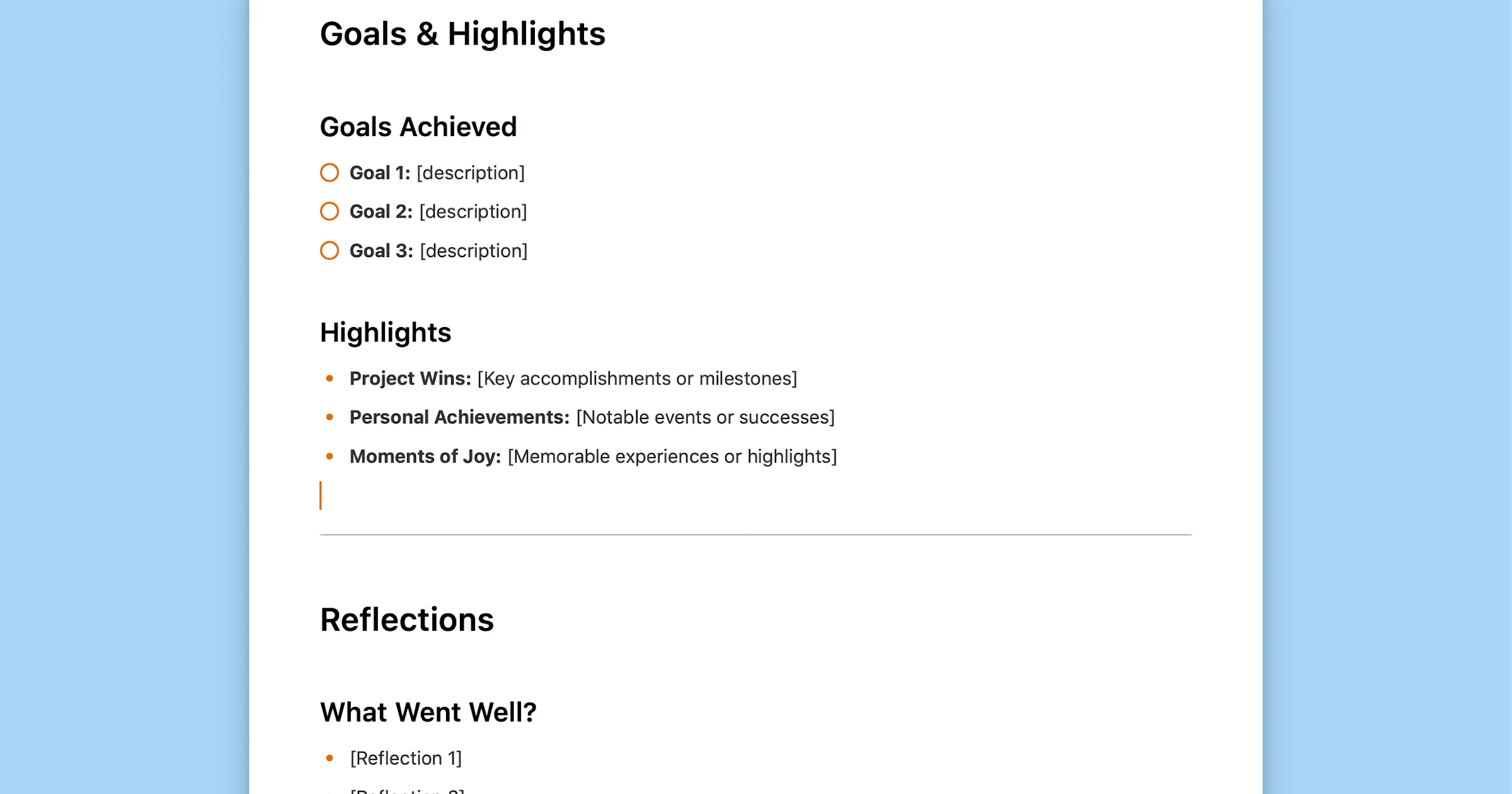 Monthly Review Template