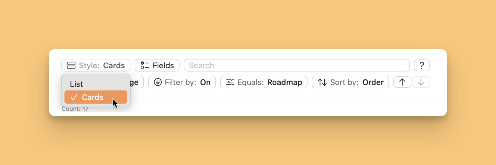 Cards view style setting Mac
