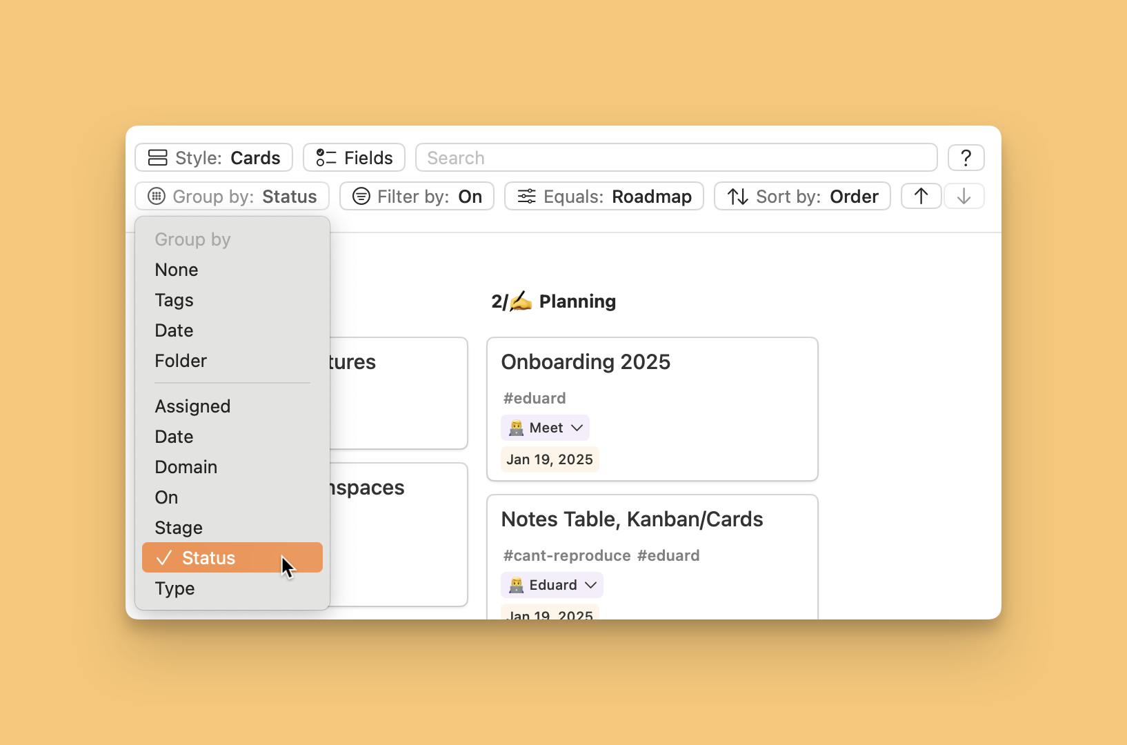 Group by setting mac