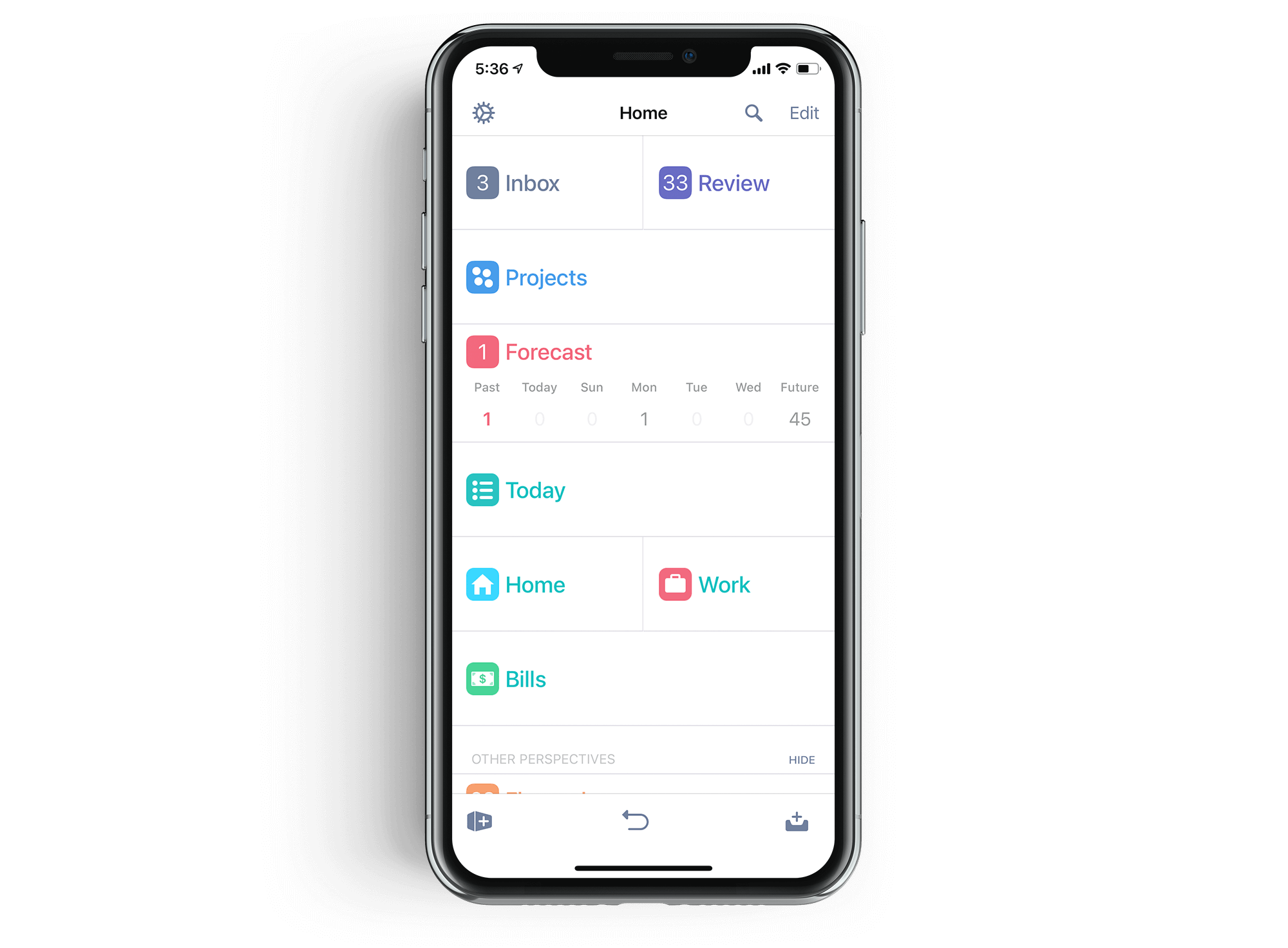 OmniFocus mobile dashboard