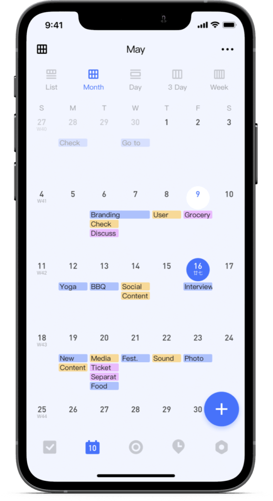 TickTick mobile dashboard