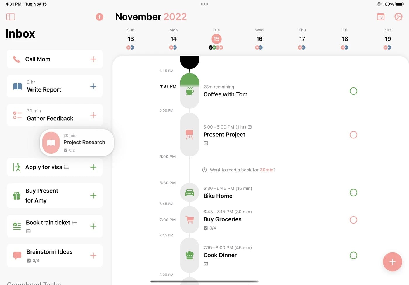 A screenshot of the Structured app - it is an image for the article "Yearly Planner: The Top 5 Best Yearly Planners Ever"