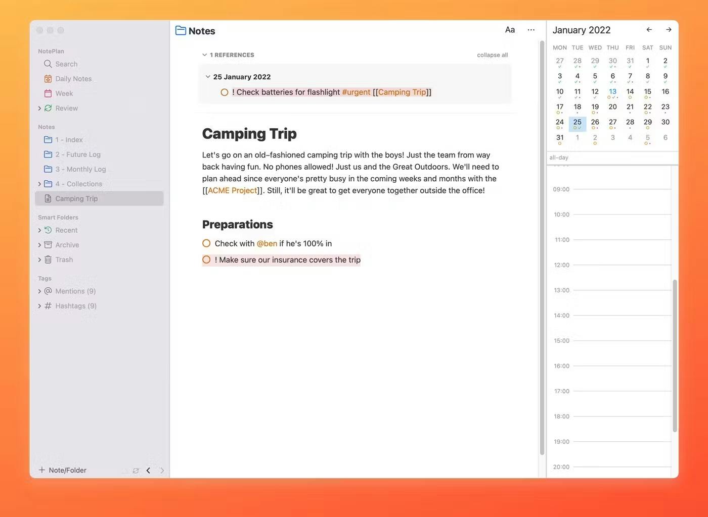 Note Taking in NotePlan