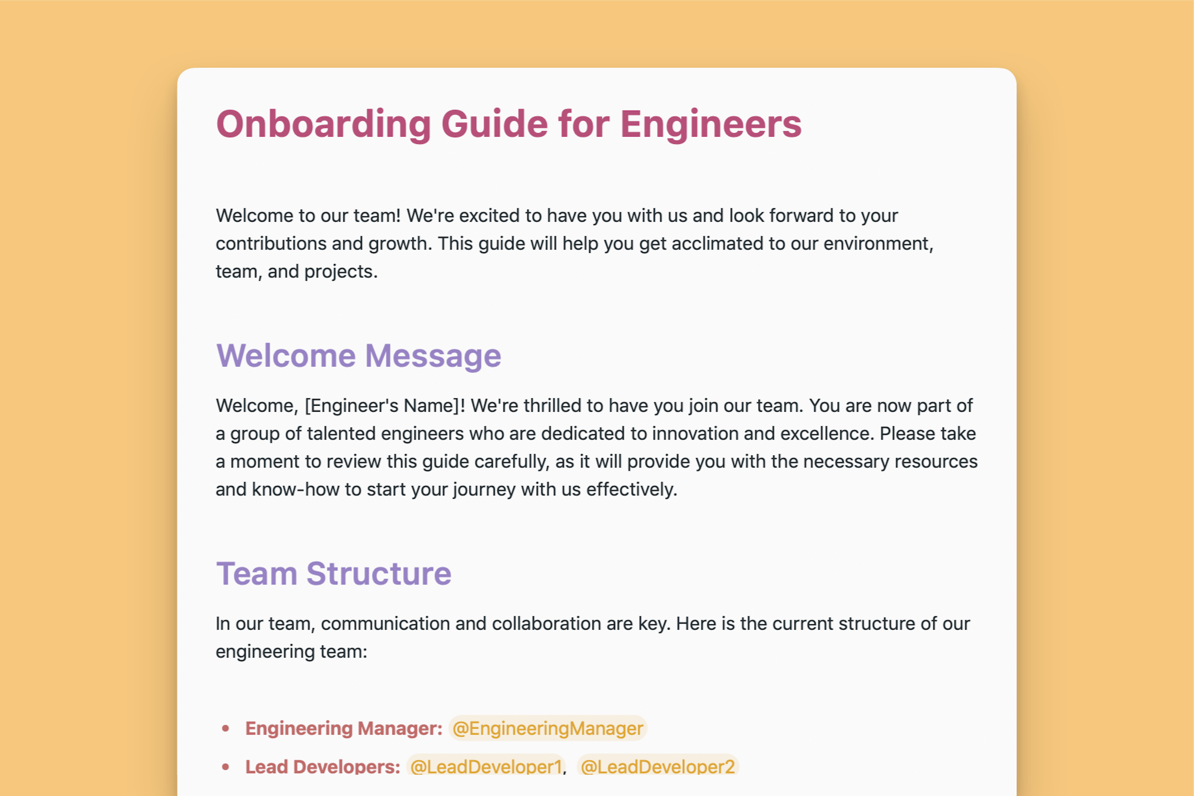 Onboarding Guide for Engineers