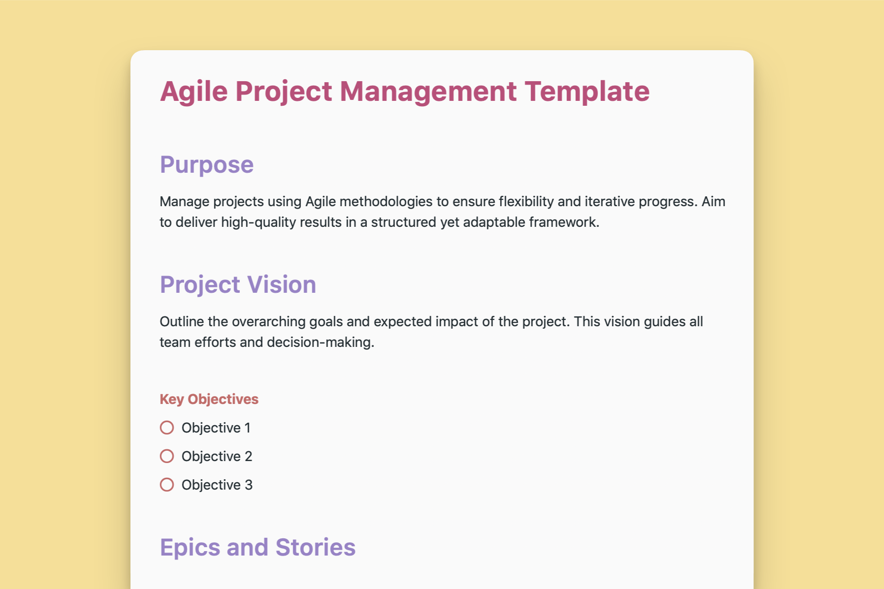 Agile Project Management Template