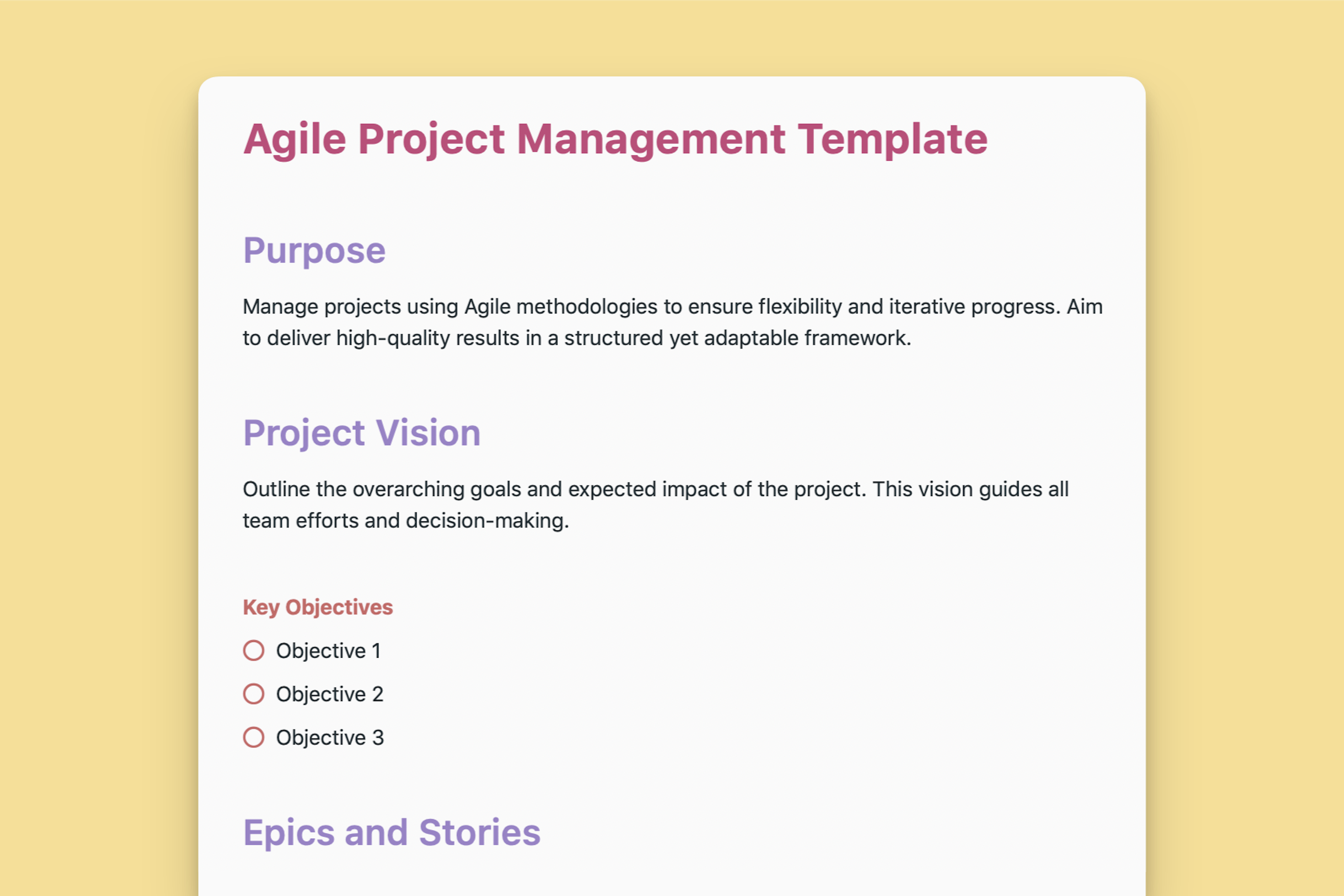 Agile Project Management Template 