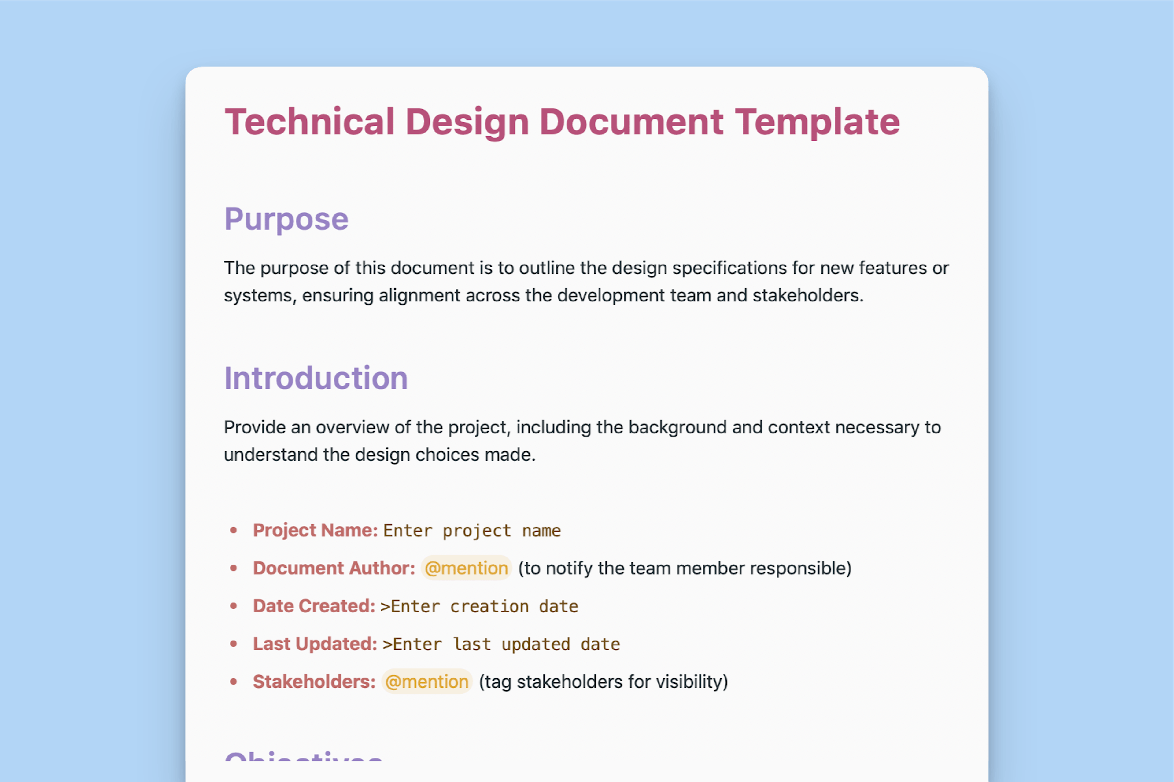 Technical Design Document Template