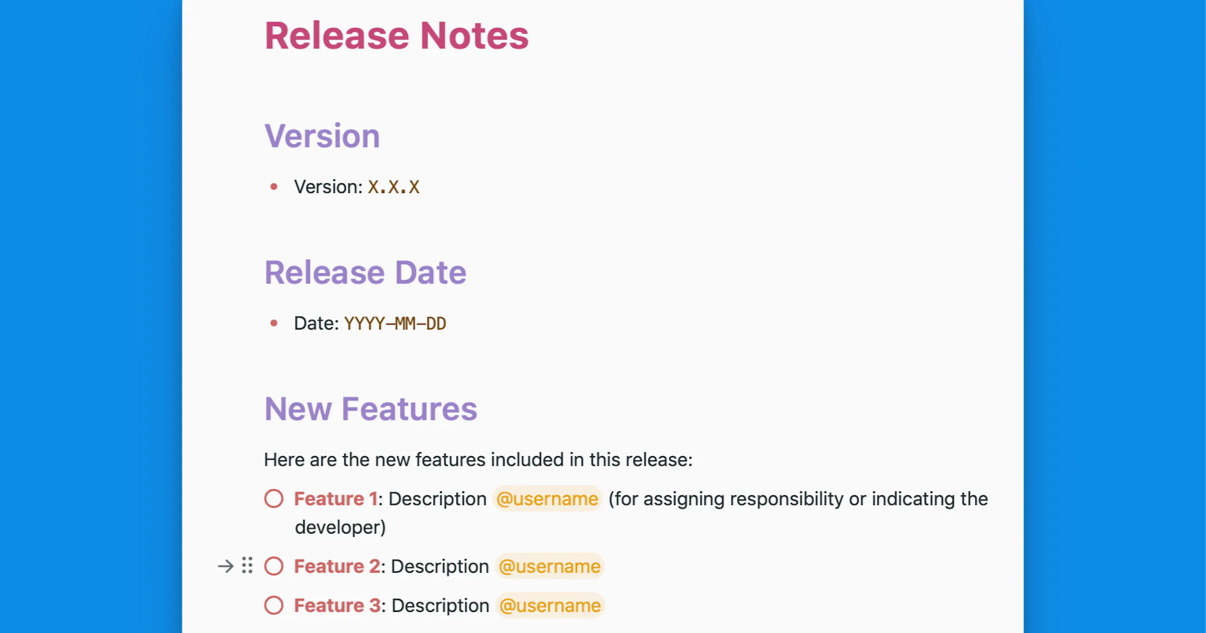 Release Notes Template