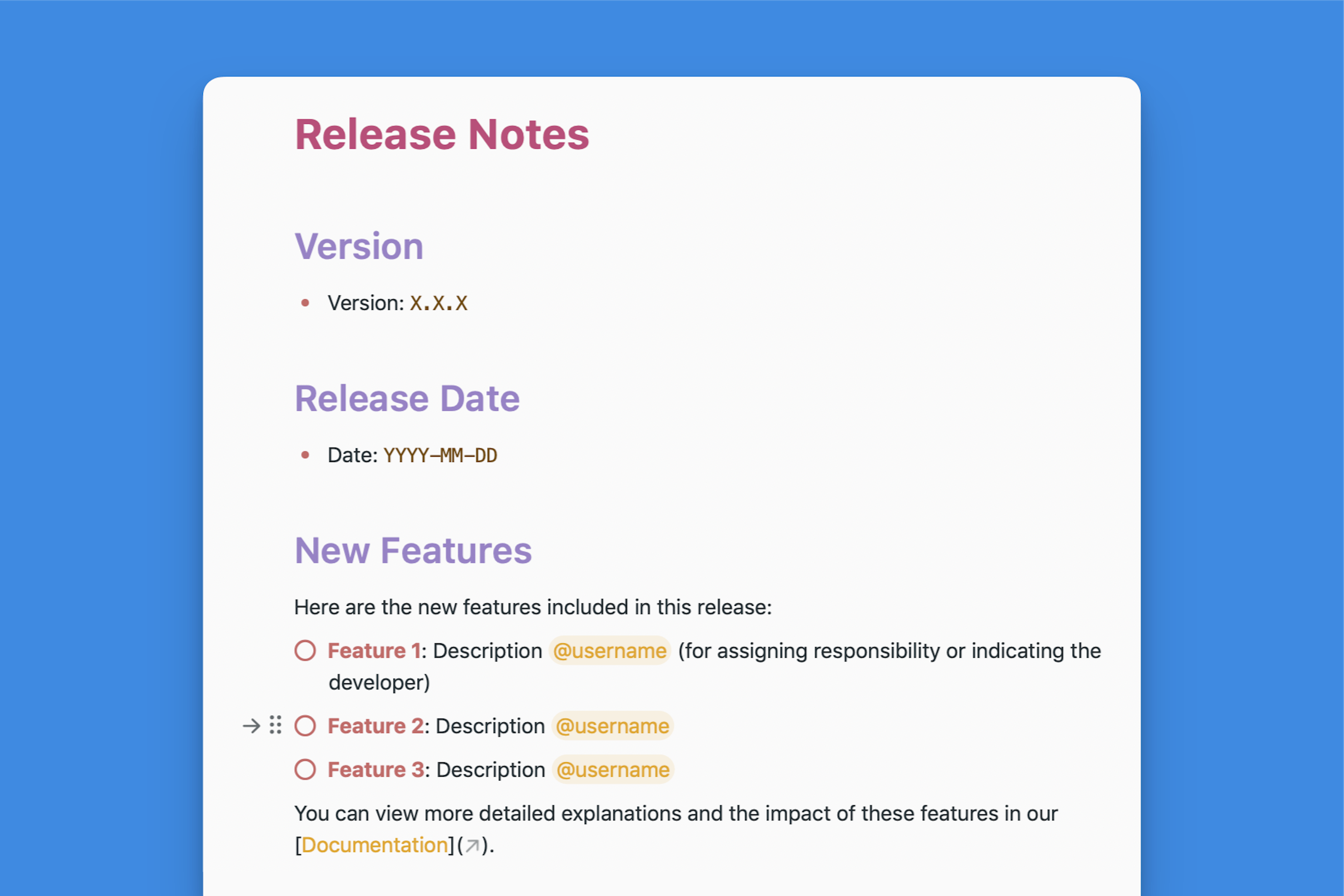 Release Notes Template