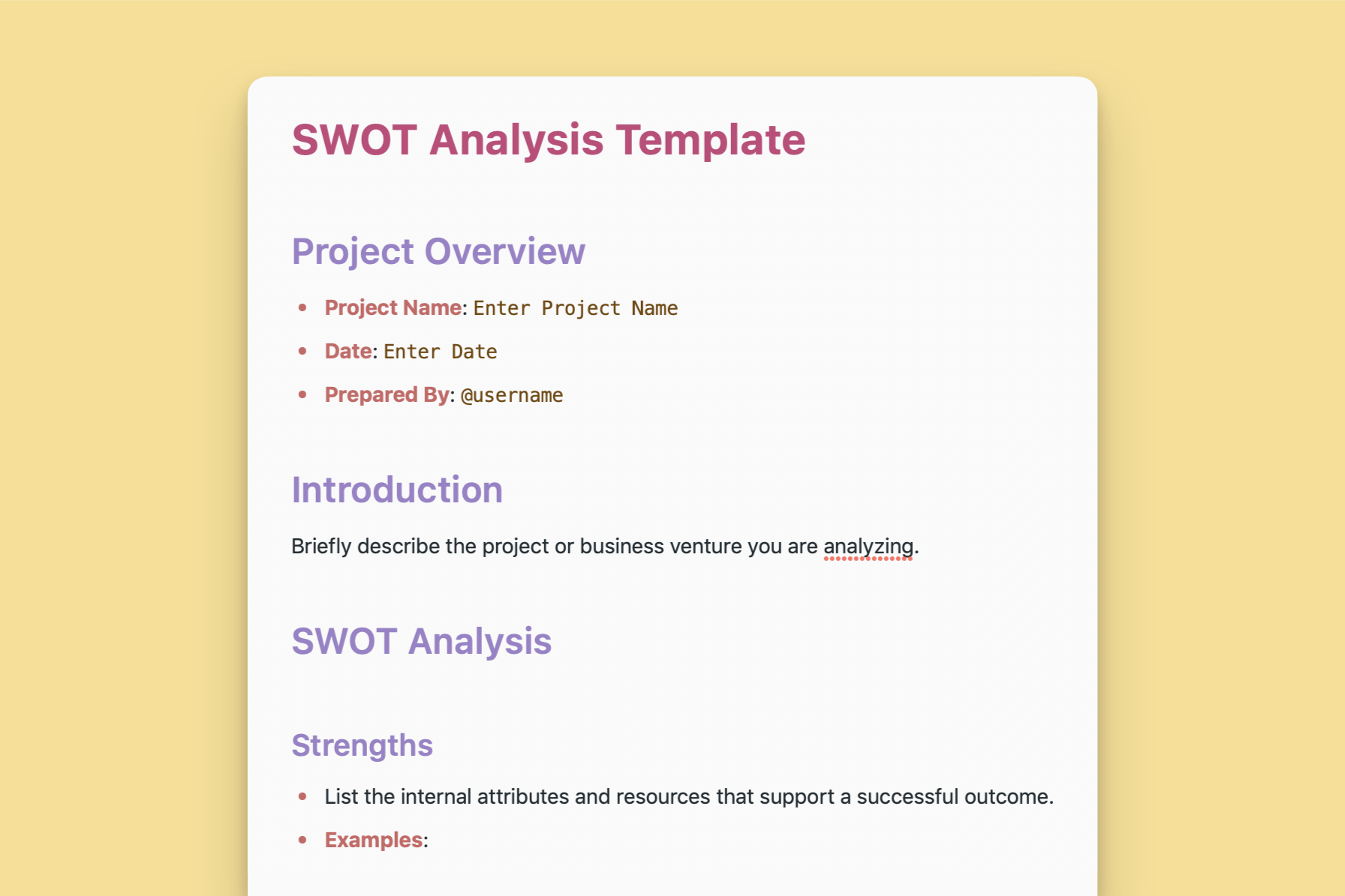 SWOT Analysis Template