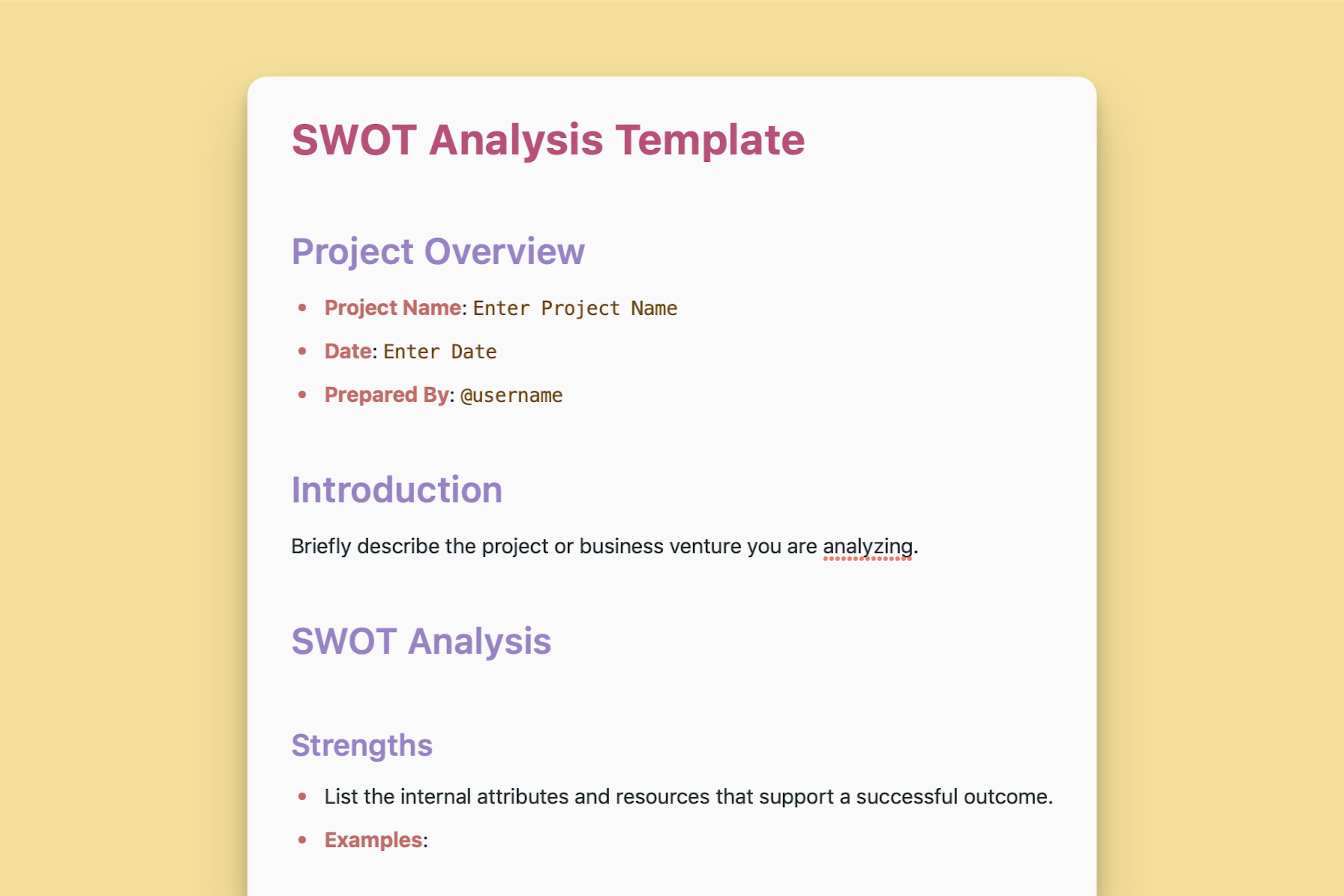 SWOT Analysis Template