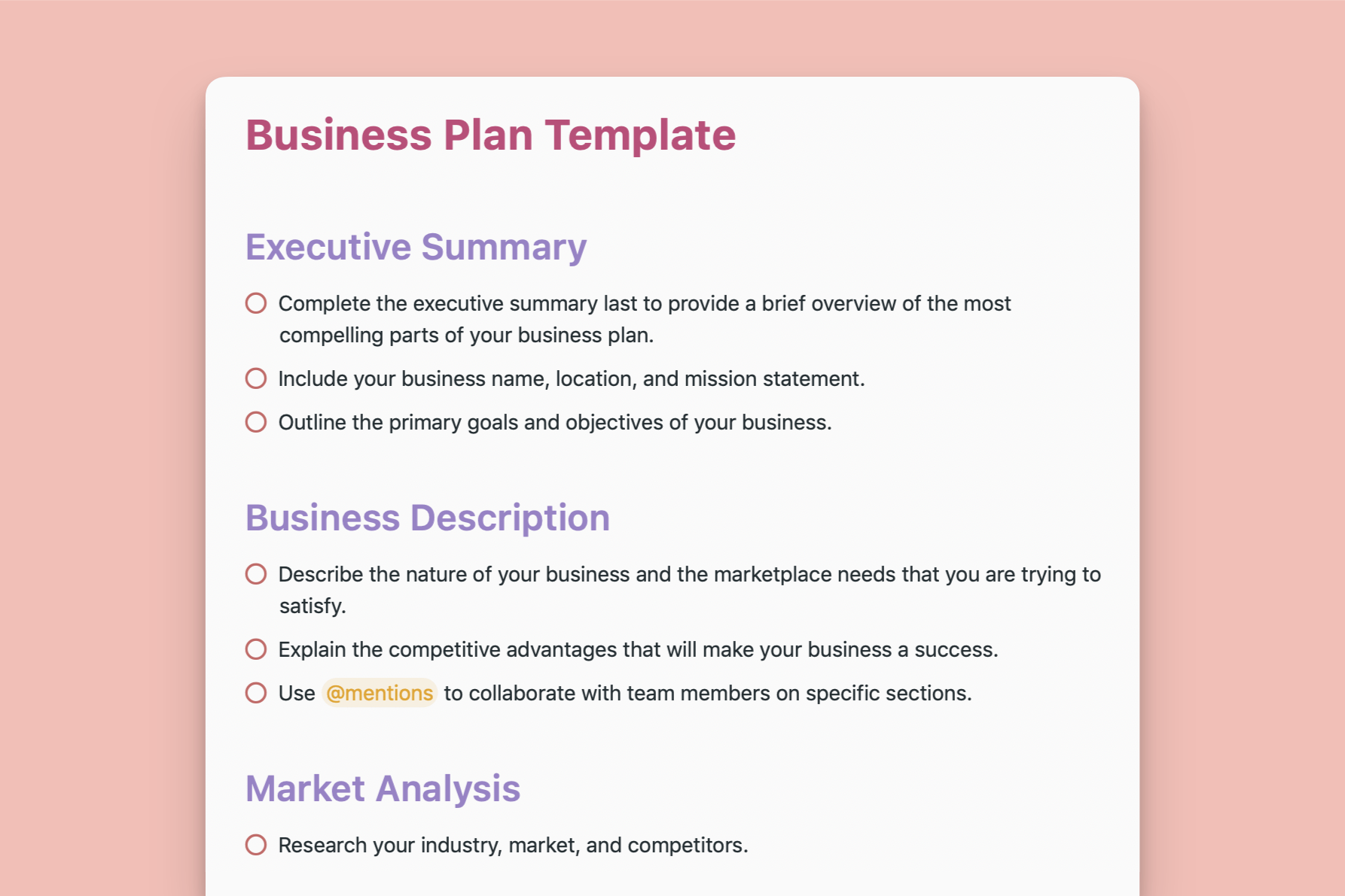 Business Plan Template