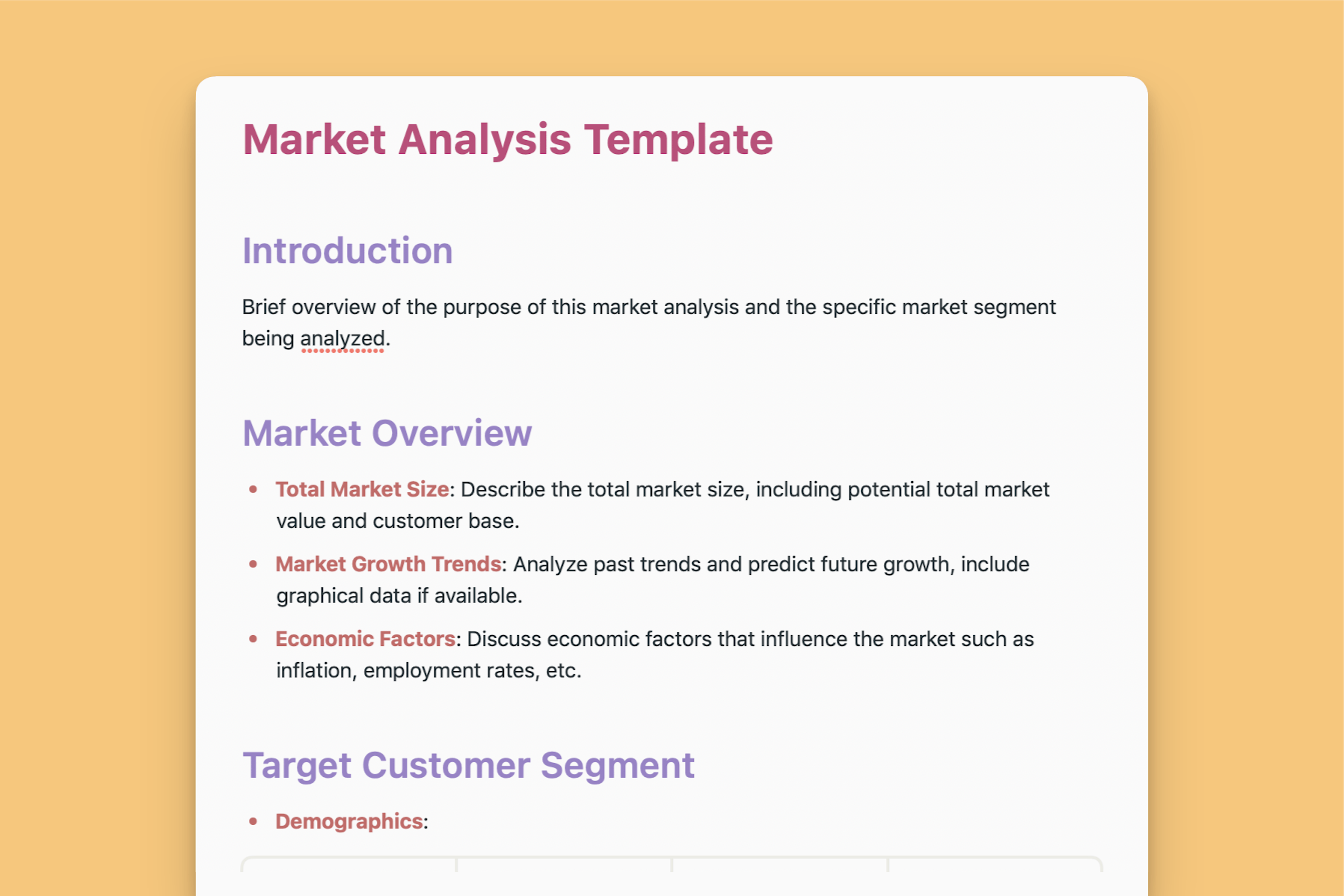 Market Analysis Template