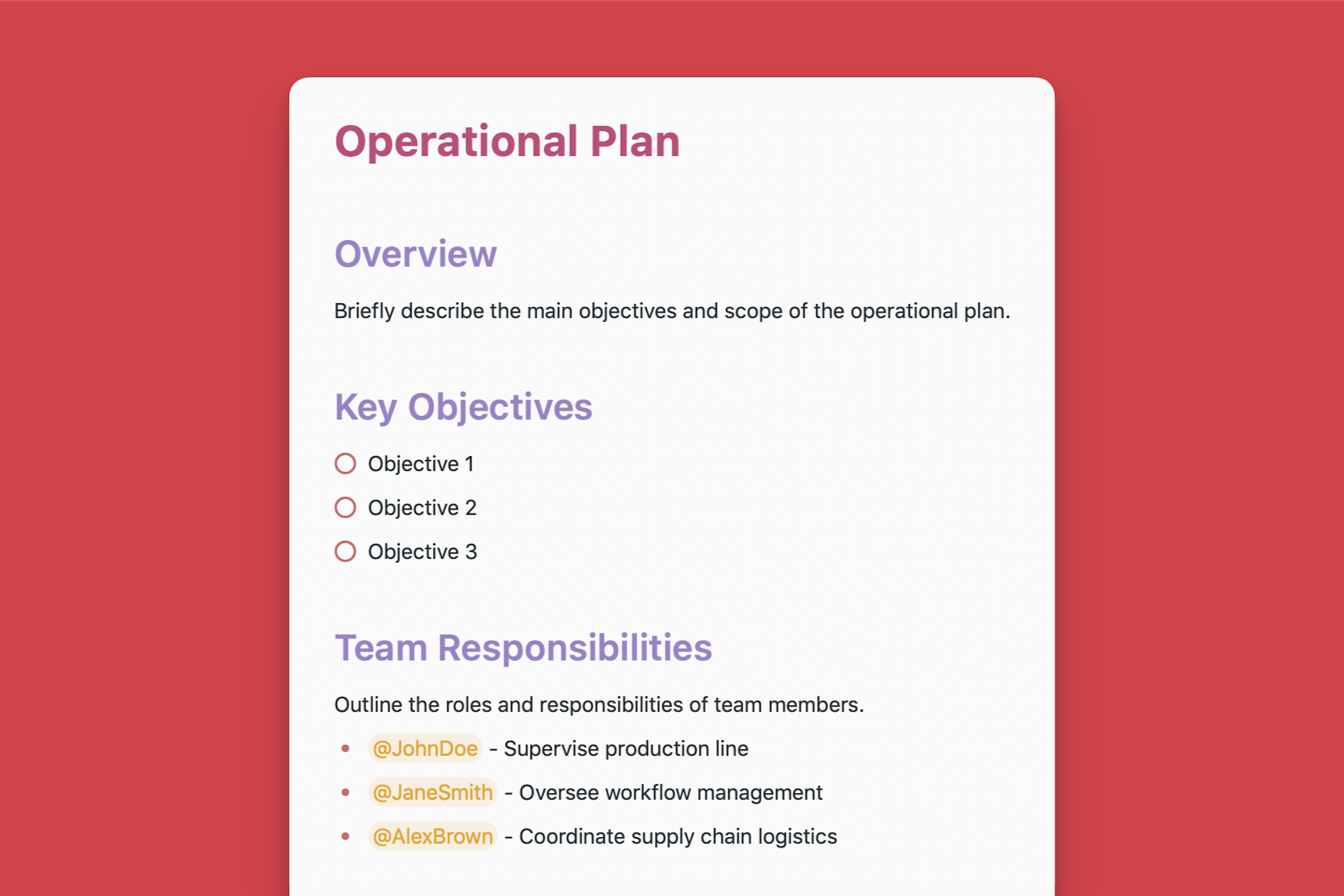 Operational Plan Template