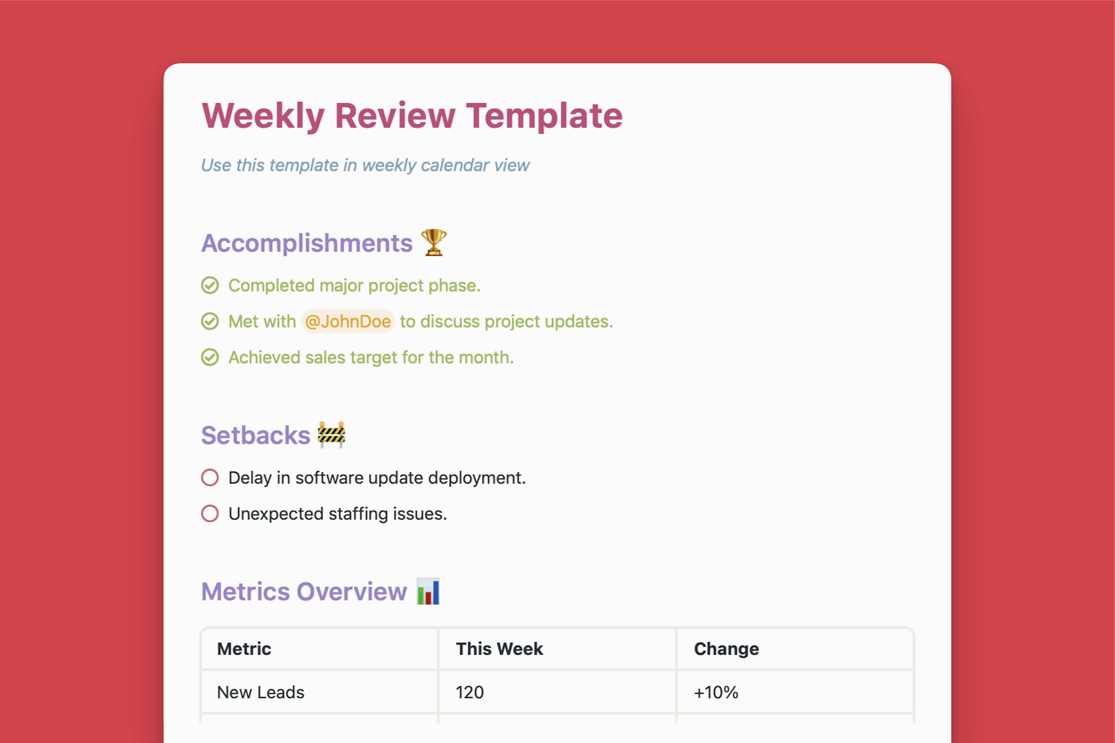 Weekly Review Template