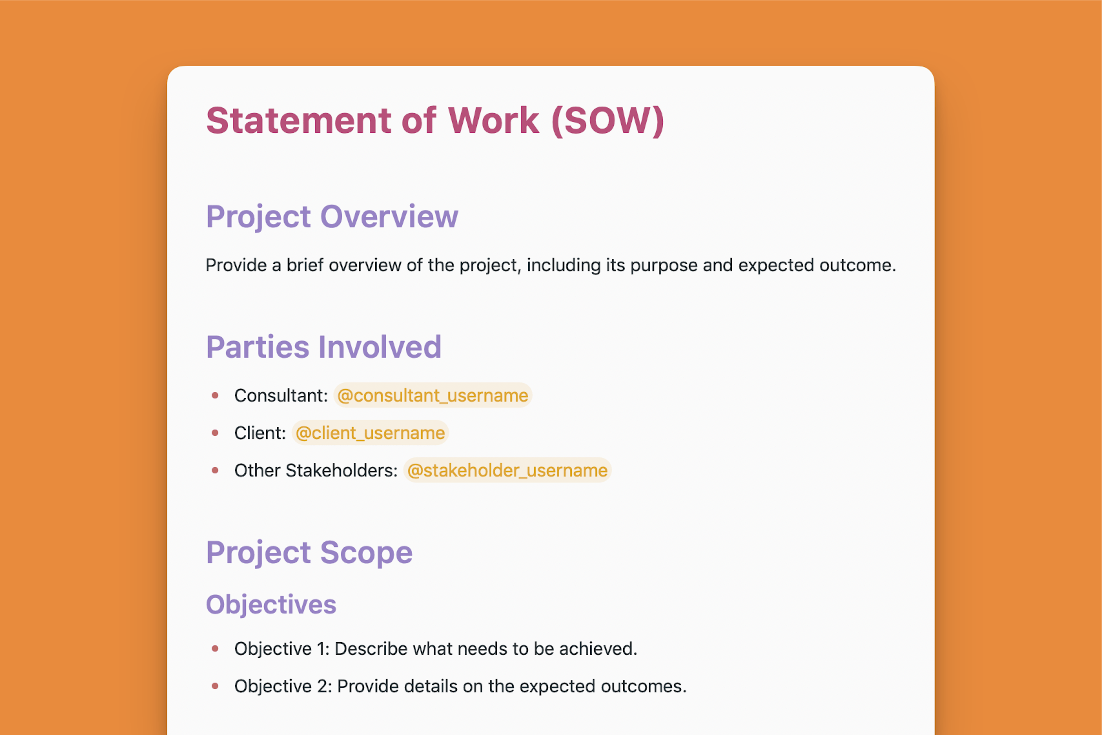 Statement of Work (SOW)