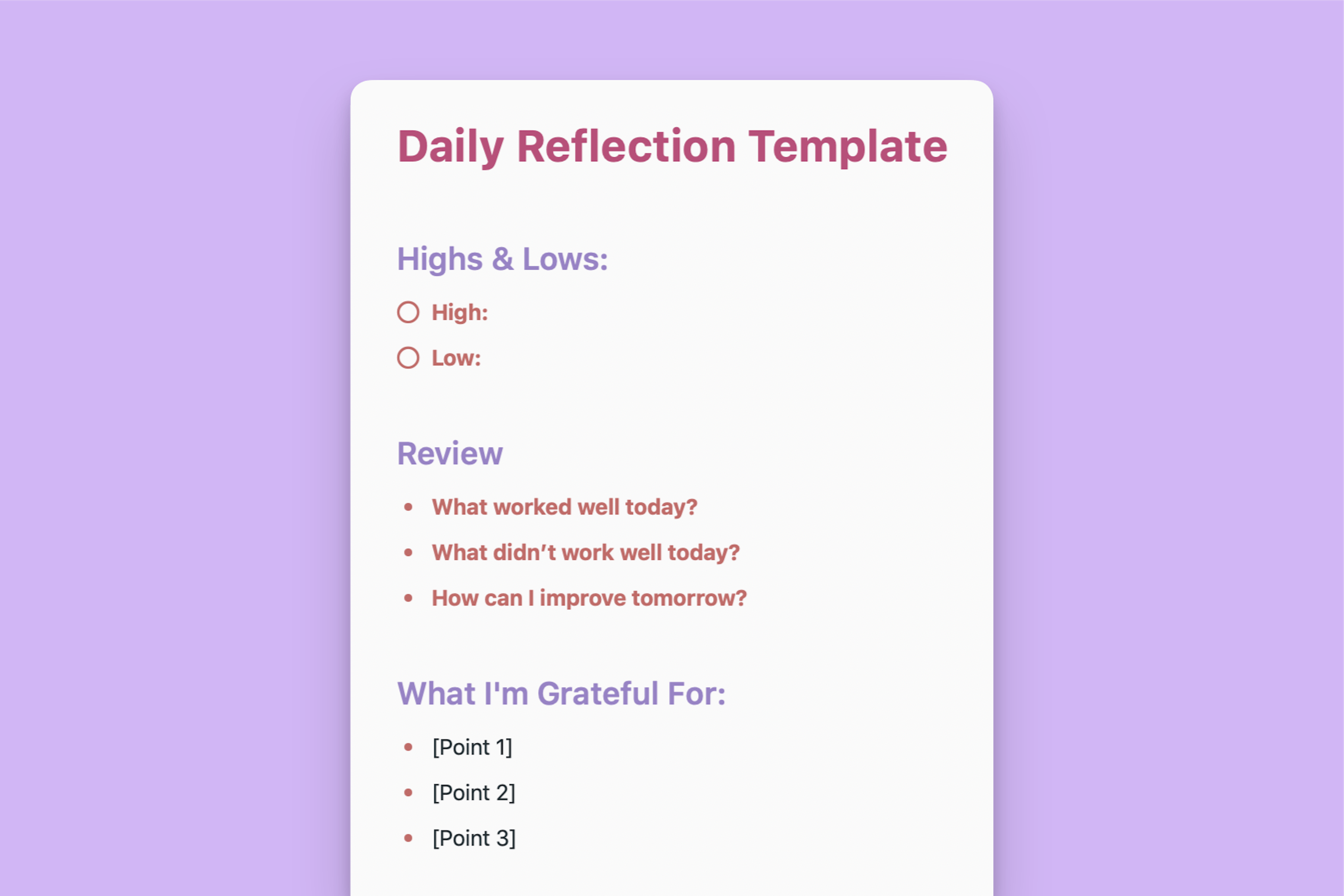 Daily Reflection Template