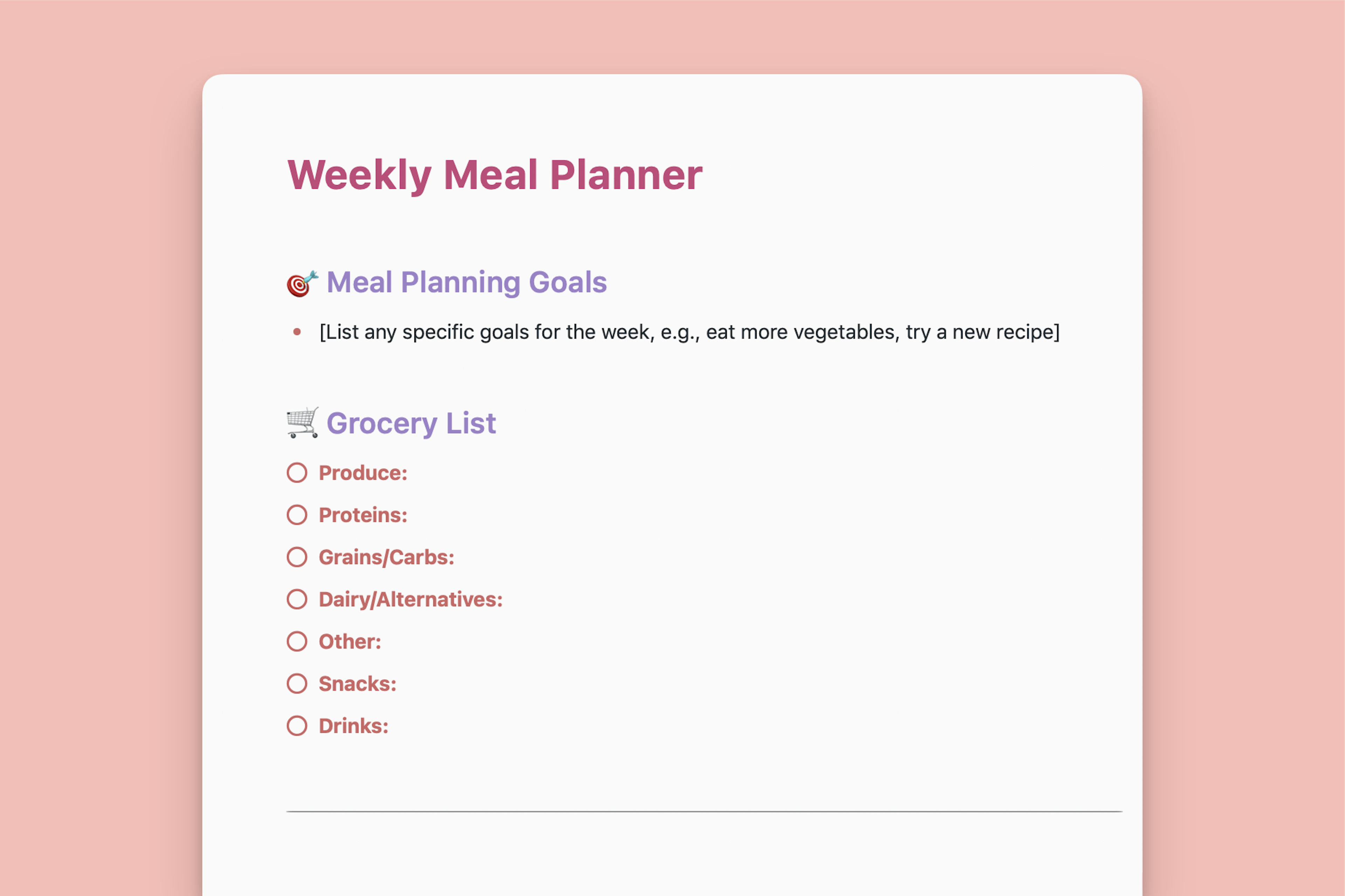 Weekly Meal Planner