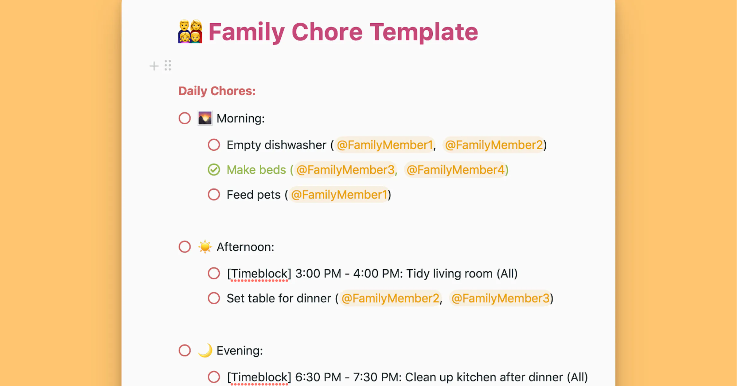 Family Chore Template