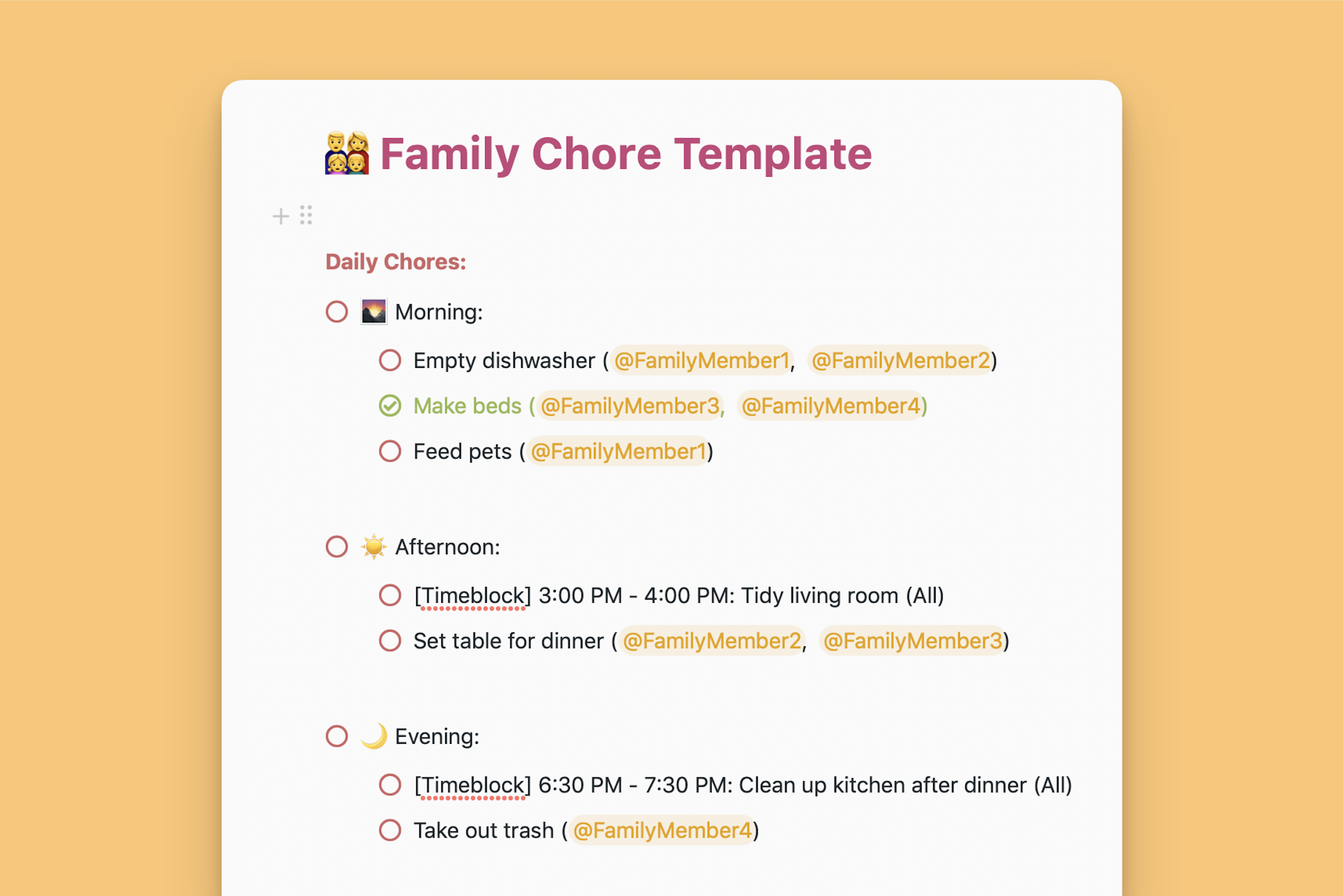 Family Chore Template