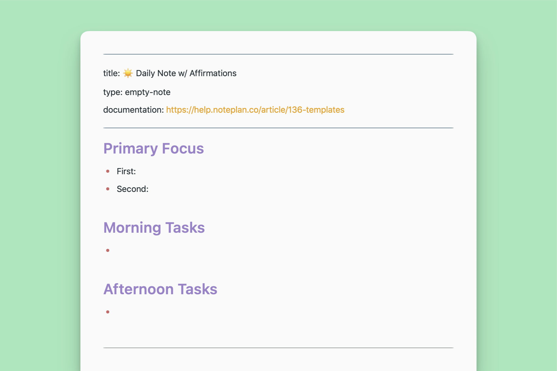 NotePlan Templates for Every Purpose NotePlan Templates for Every Purpose