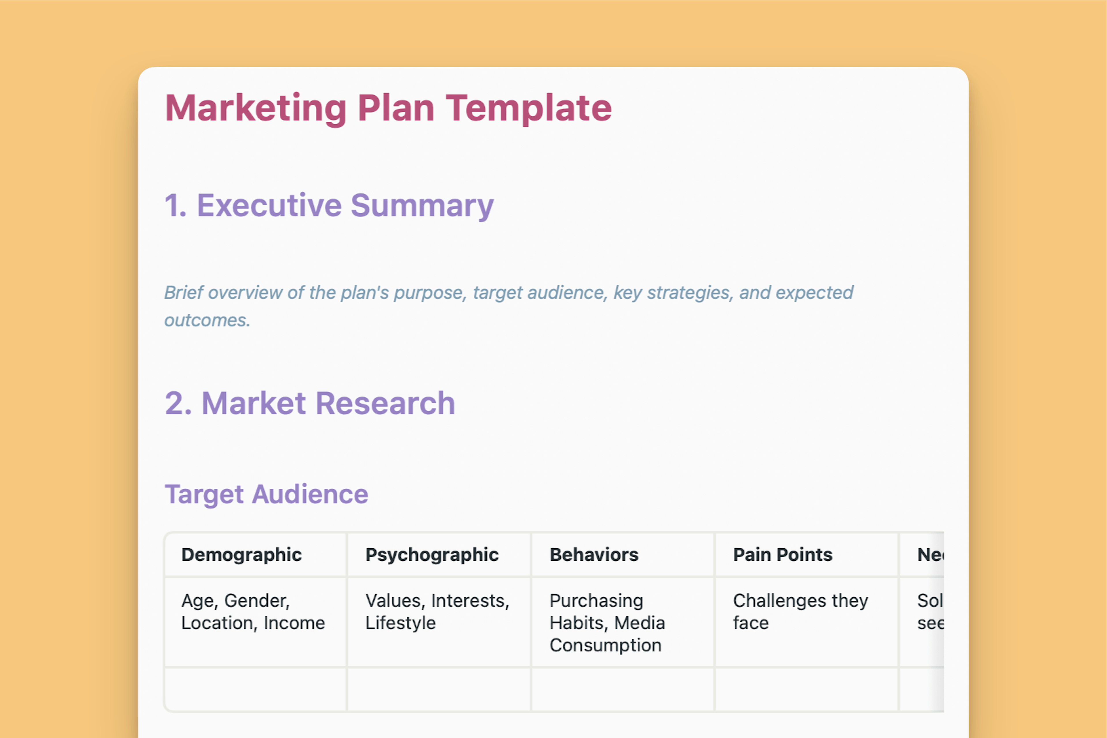 Marketing Plan Template