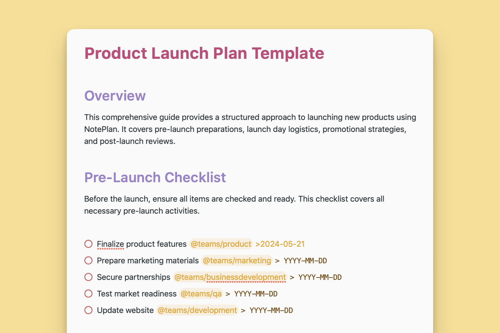 NotePlan Templates for Every Purpose NotePlan Templates for Every Purpose