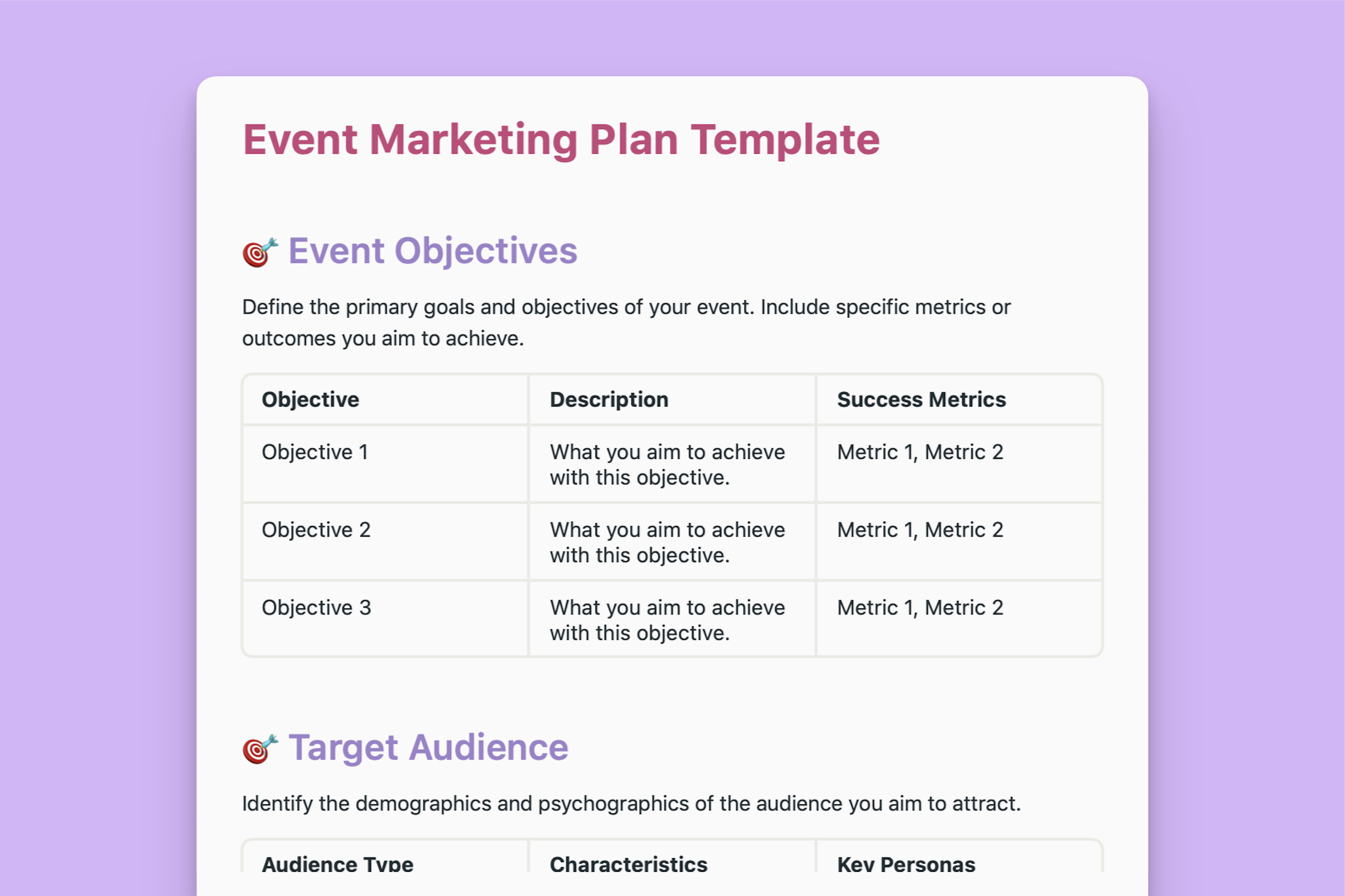 Event Marketing Plan