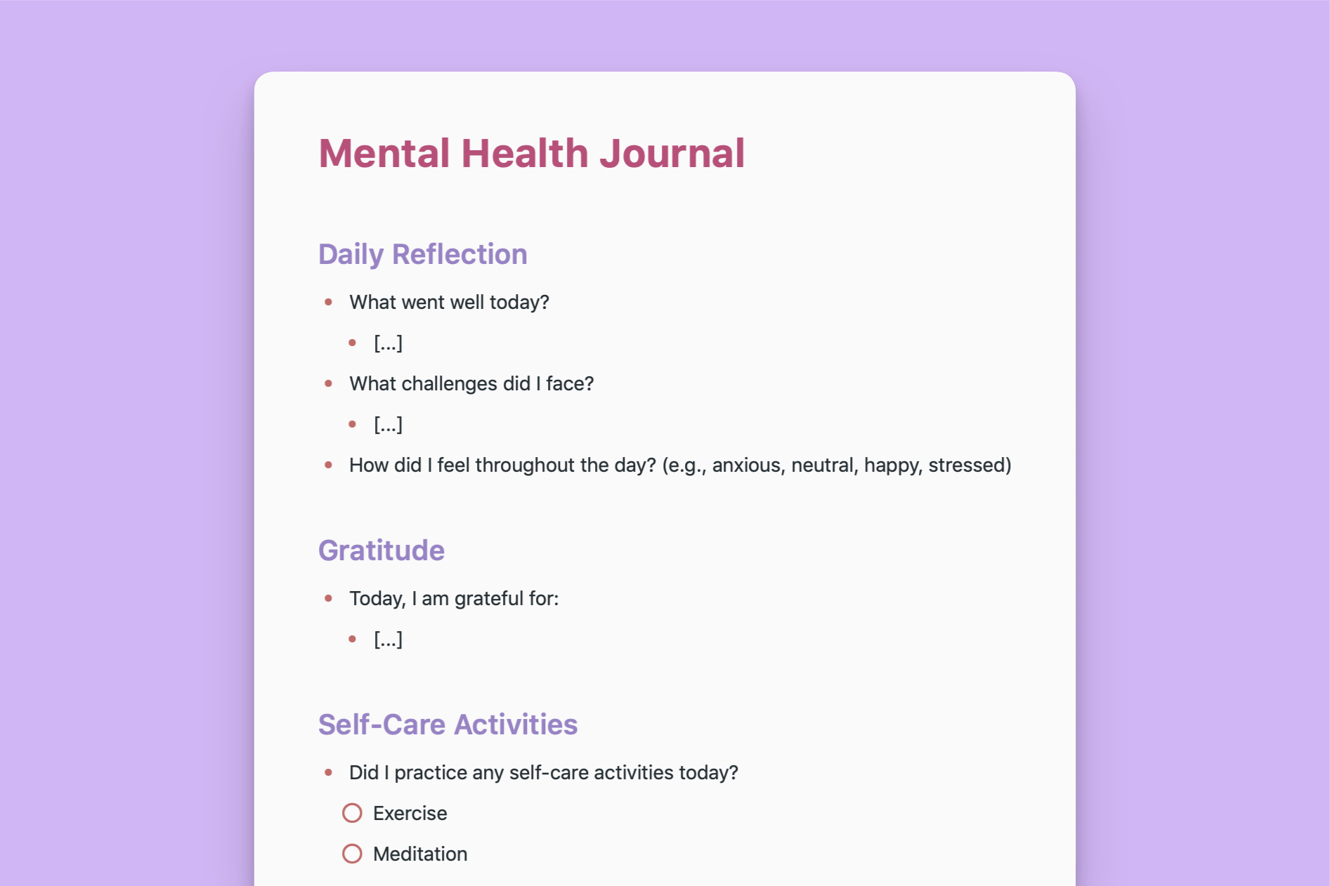 Mental Health Journal