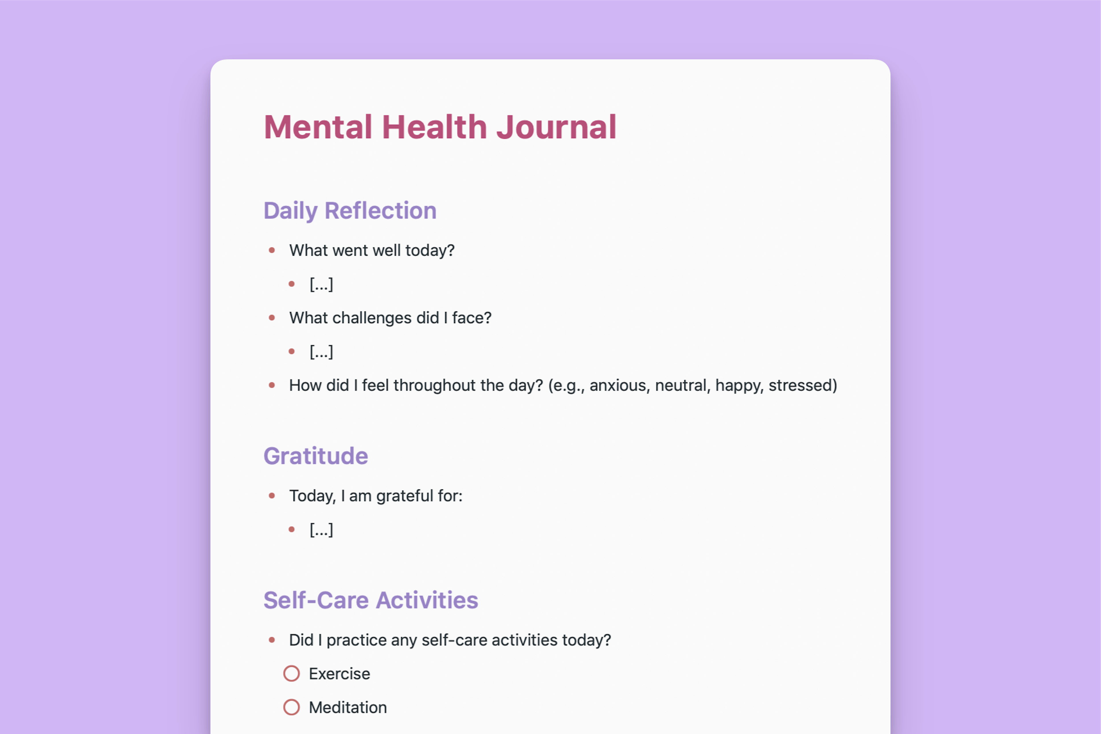 Mental Health Journal