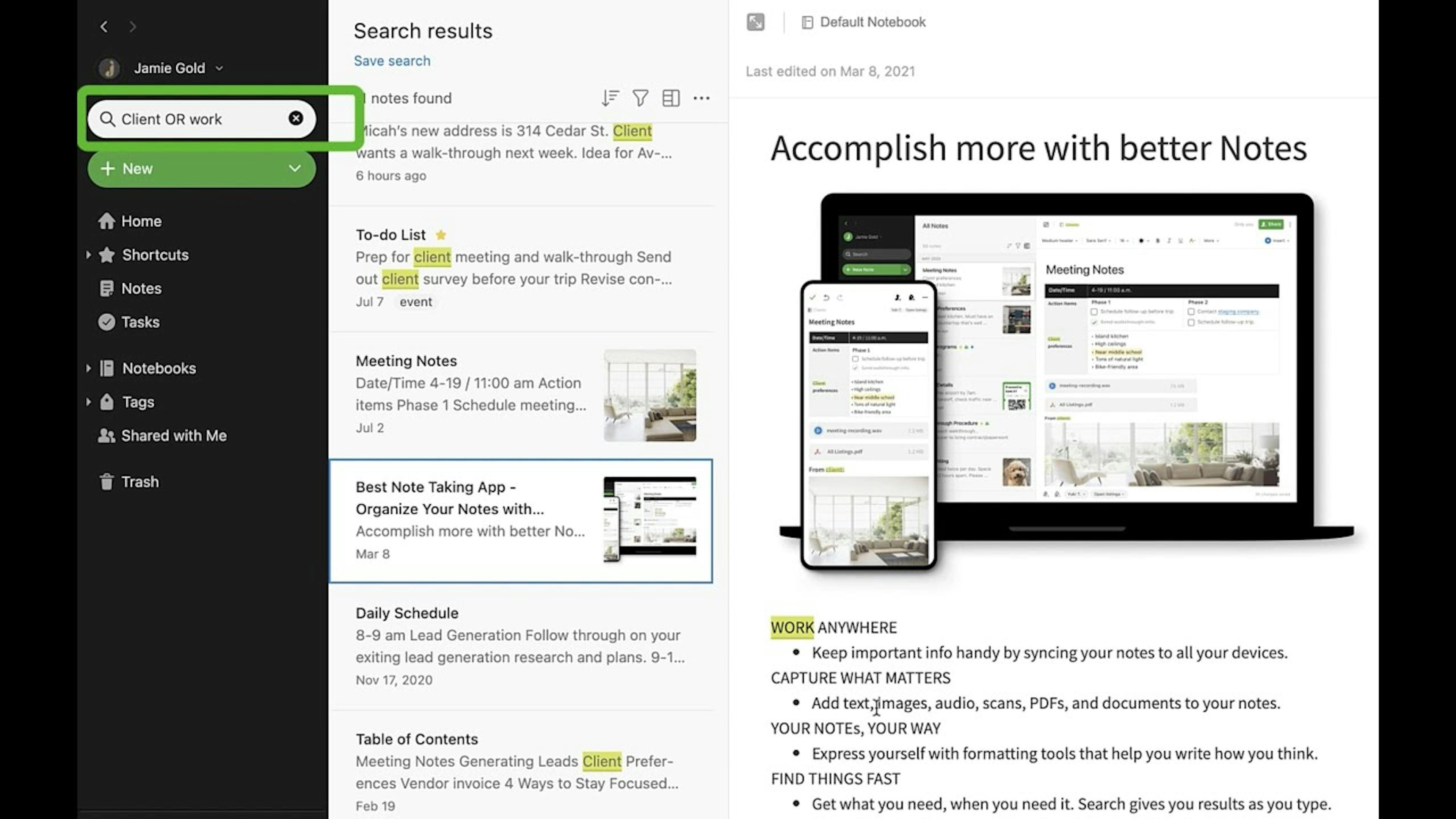 Evernote Search