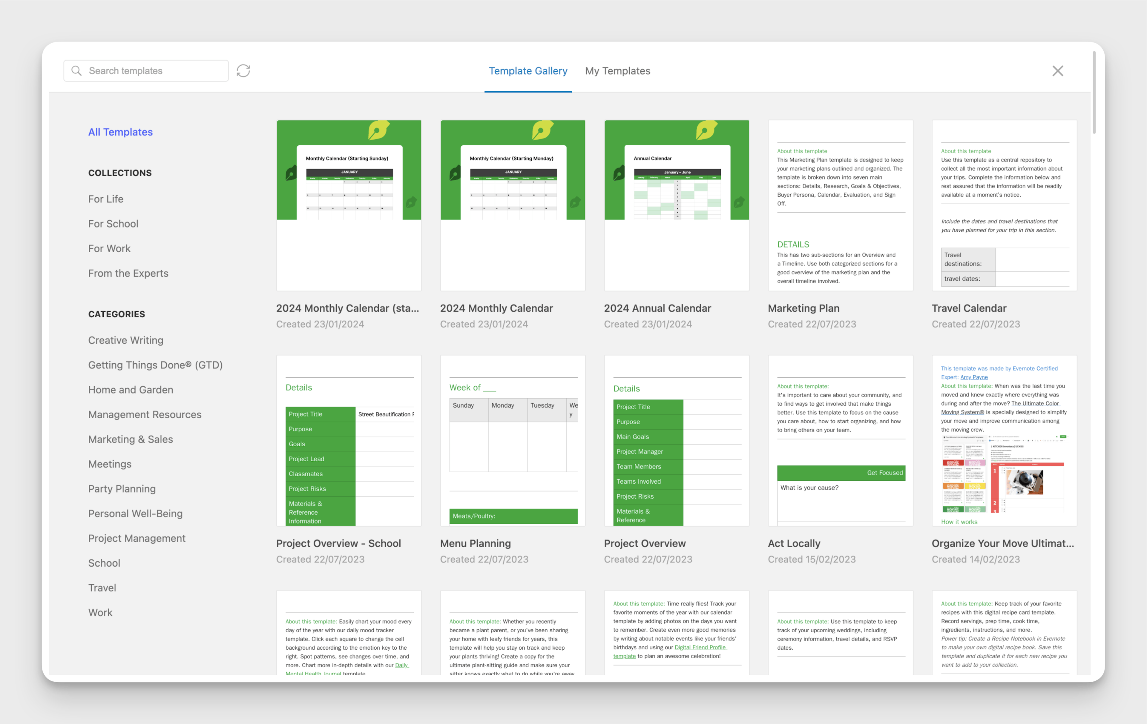 Evernote Templates