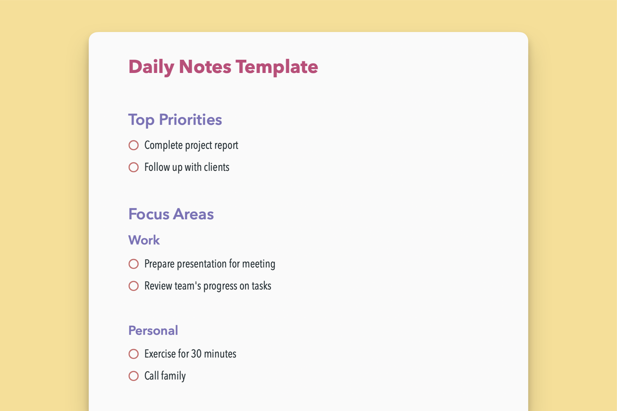 Daily Notes Template