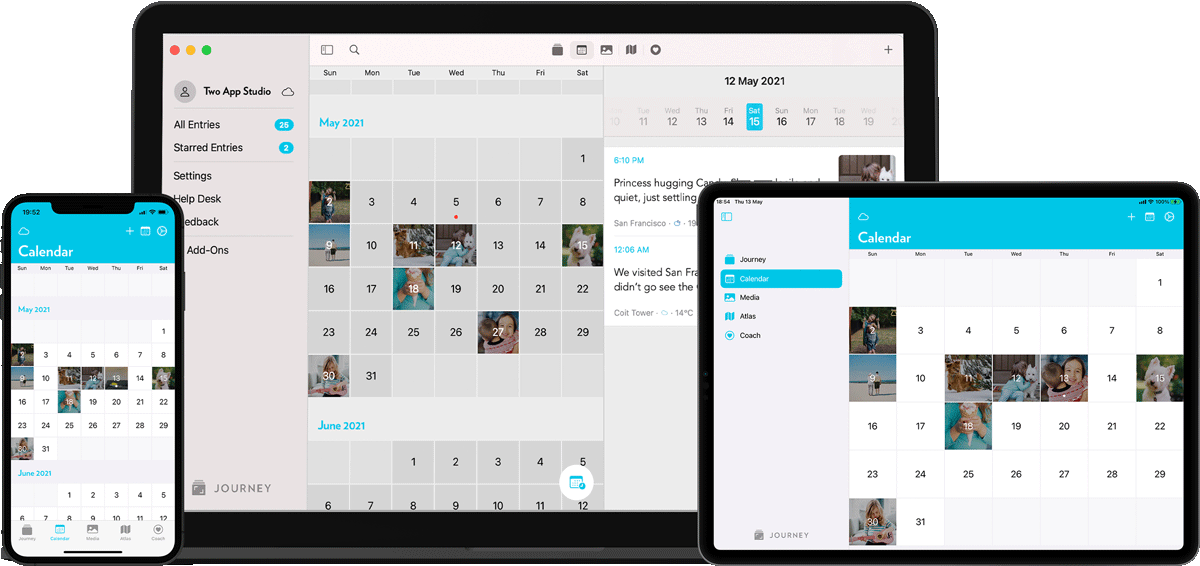A screenshot of the Journey app - it is an image for the article "Journaling Apps: 7 Simple Journals That Make Journaling a Breeze"