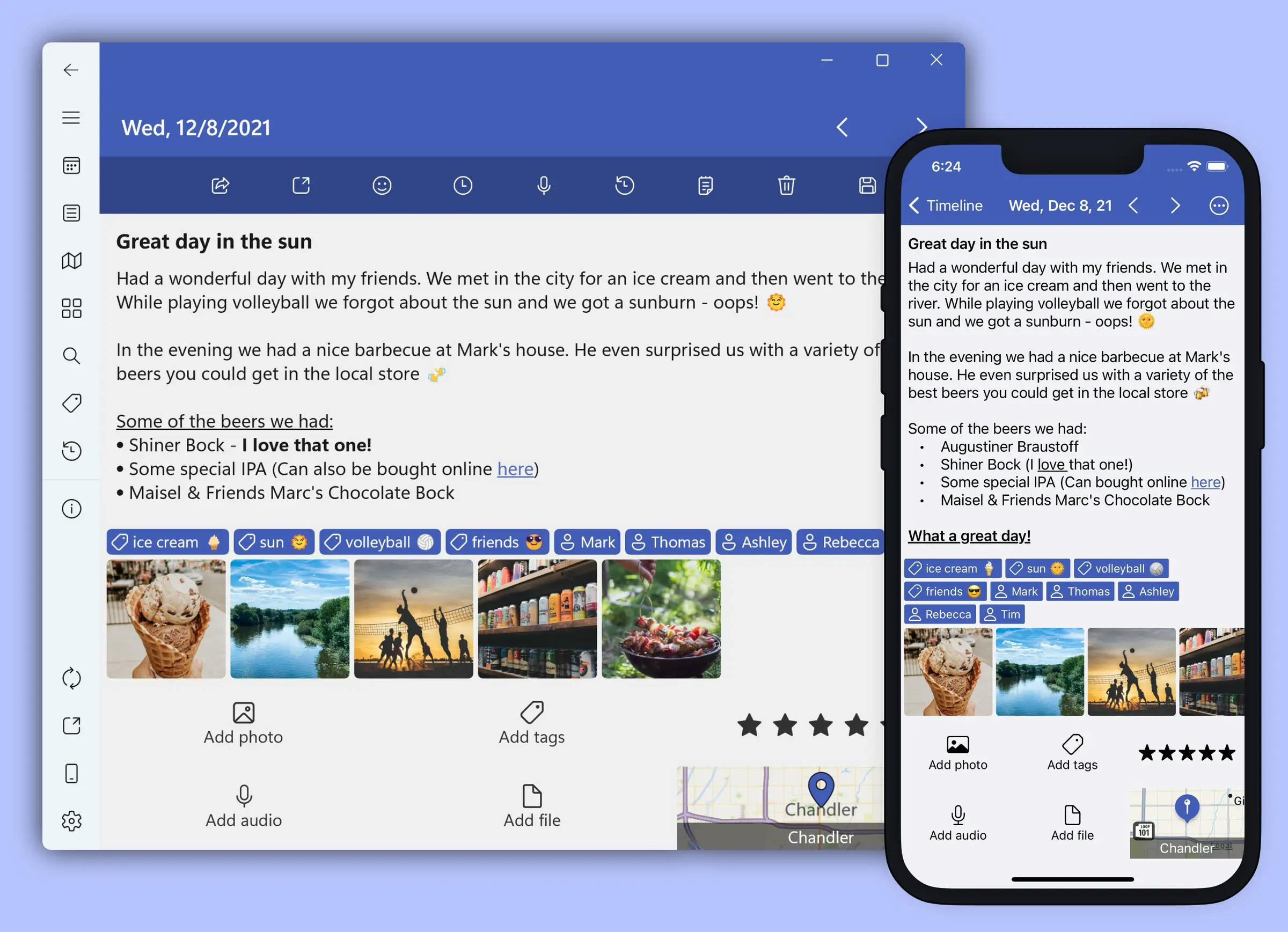 A screenshot of the Diarium app - it is an image for the article "Journaling Apps: 7 Simple Journals That Make Journaling a Breeze"