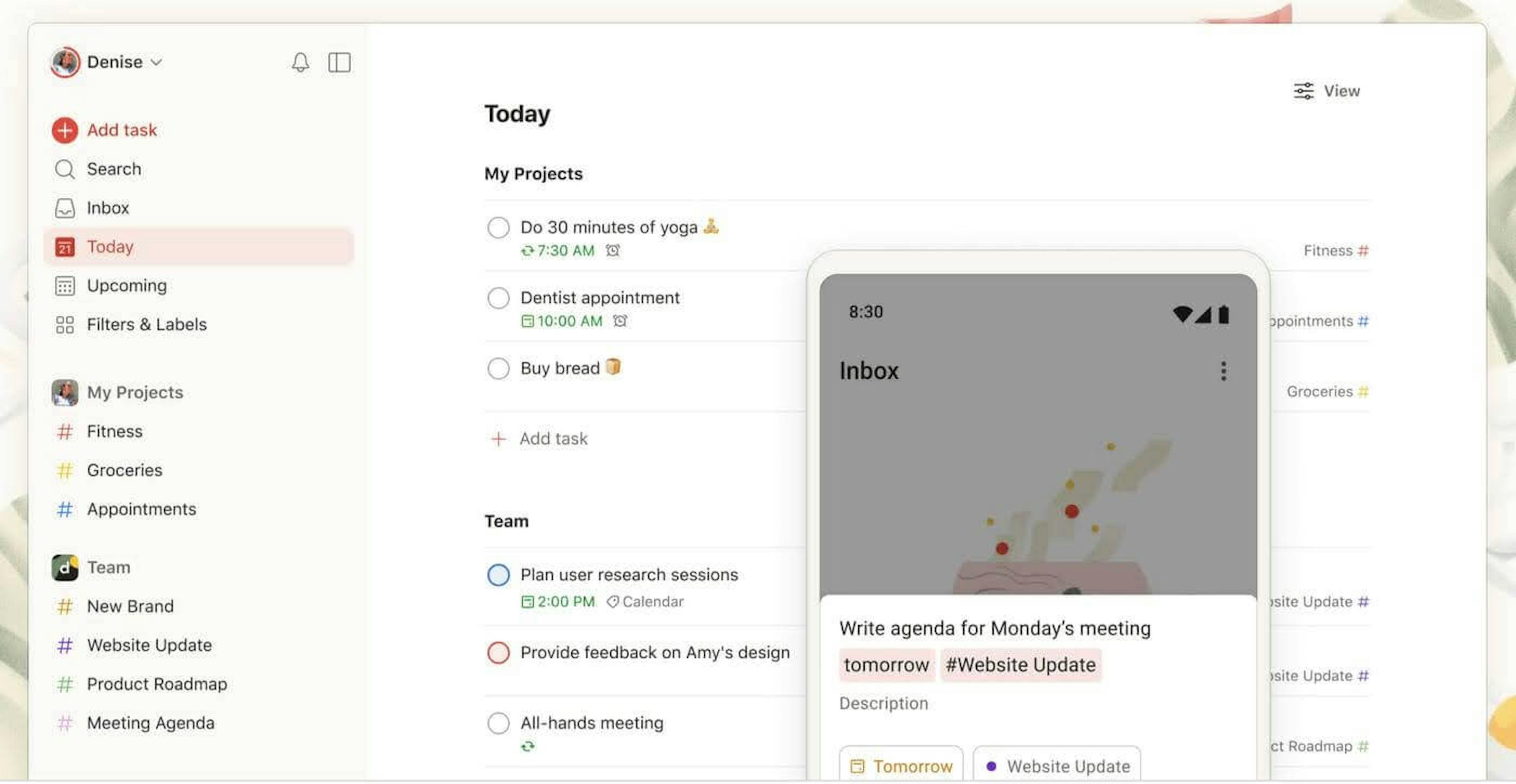 This image shows Todoist dashboard.