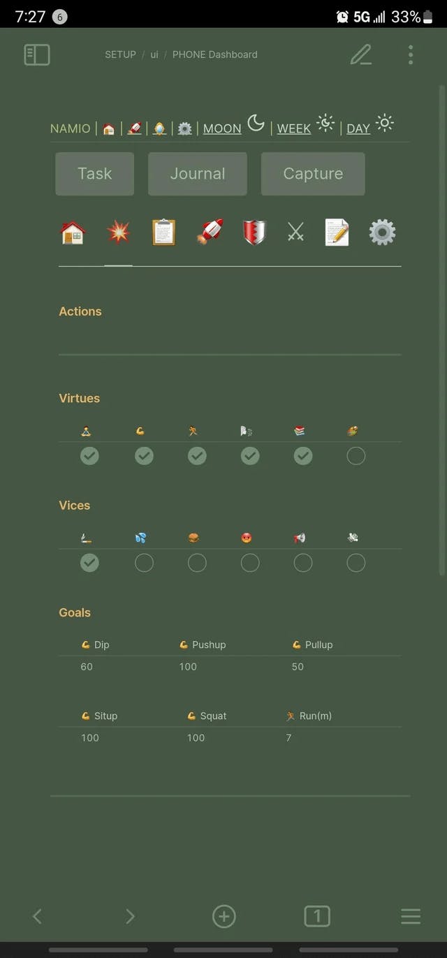 The image showcases a mobile dashboard on Obsidian.