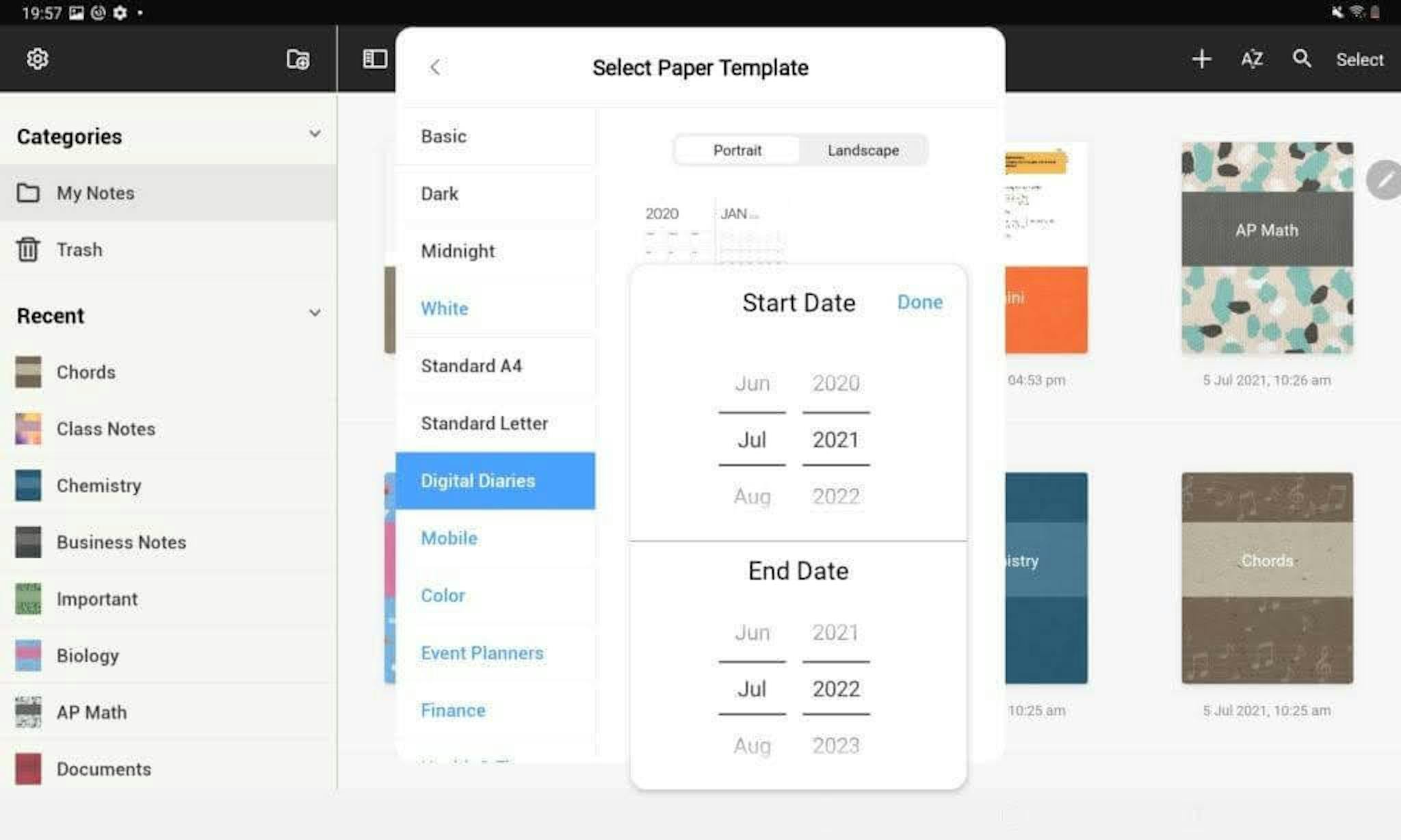 The image showcases Noteshelf's dashboard.