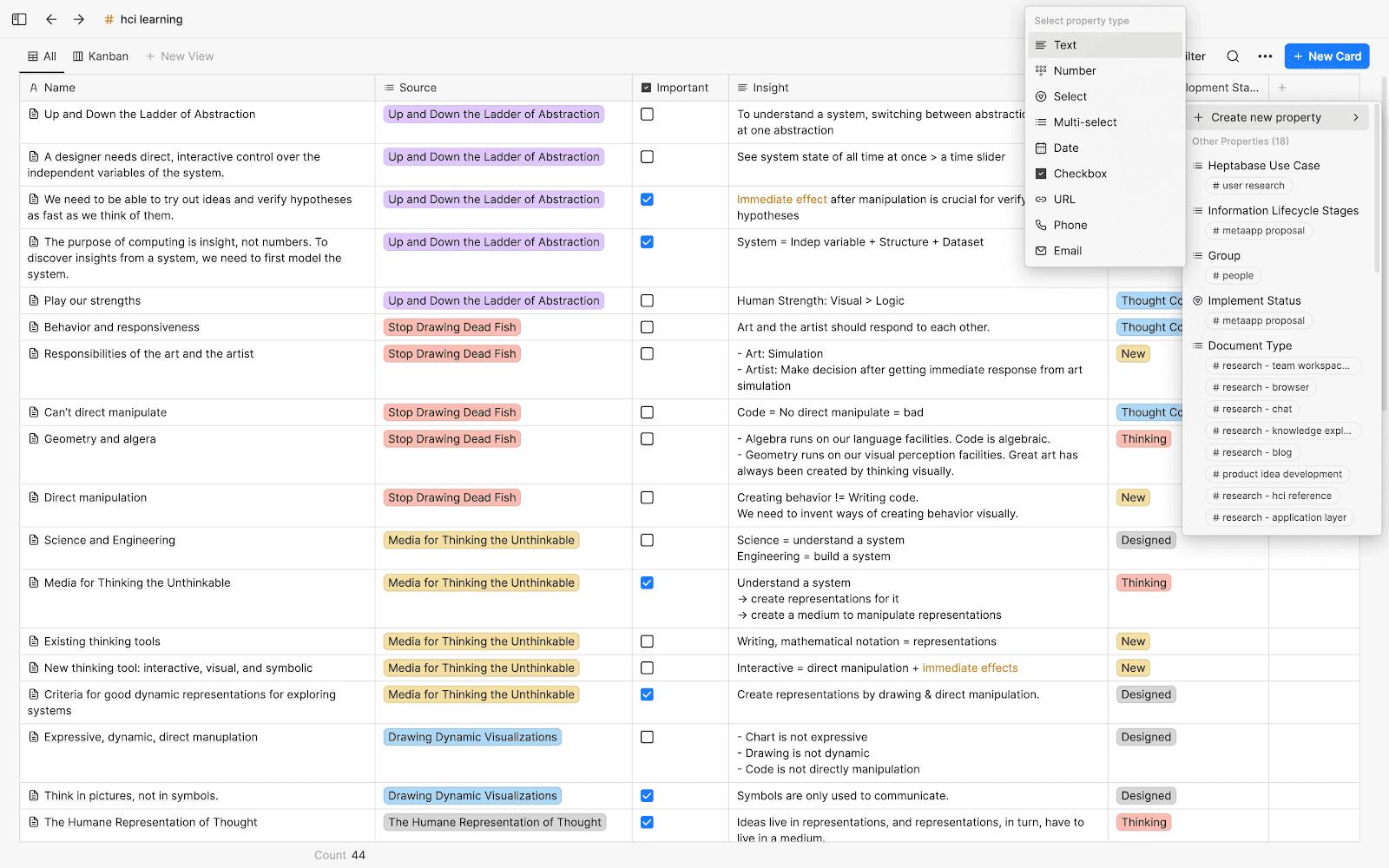 This image shows Heptabase's desktop dashboard.