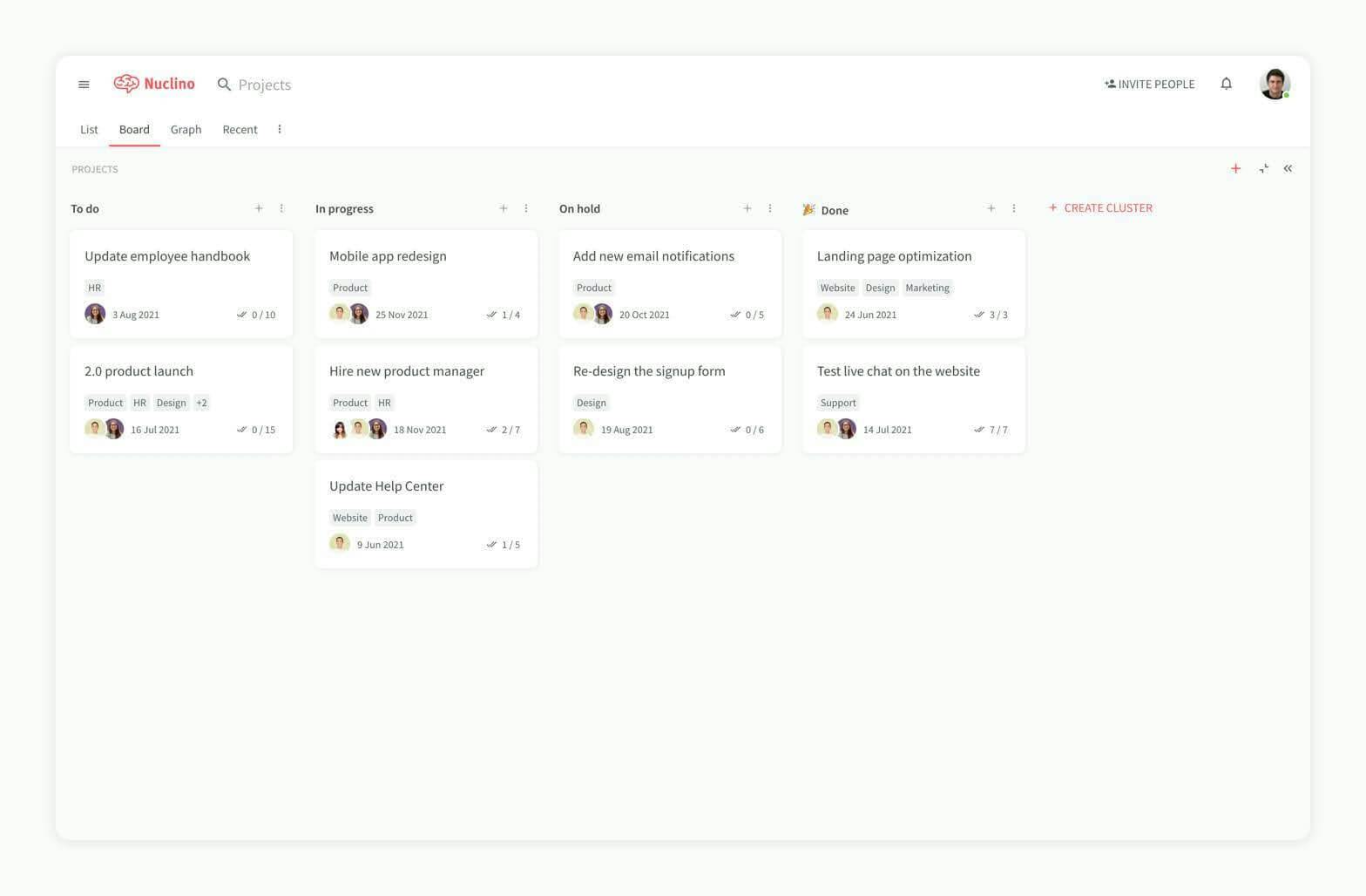 This image shows Nuclino's desktop dashboard