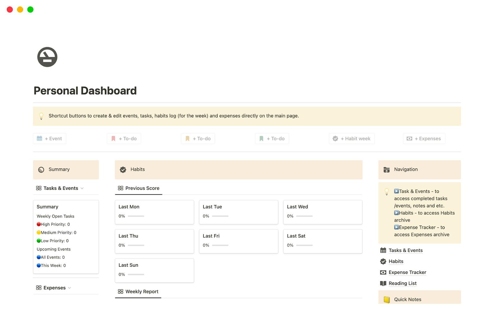This image shows Notion's desktop dashboard.