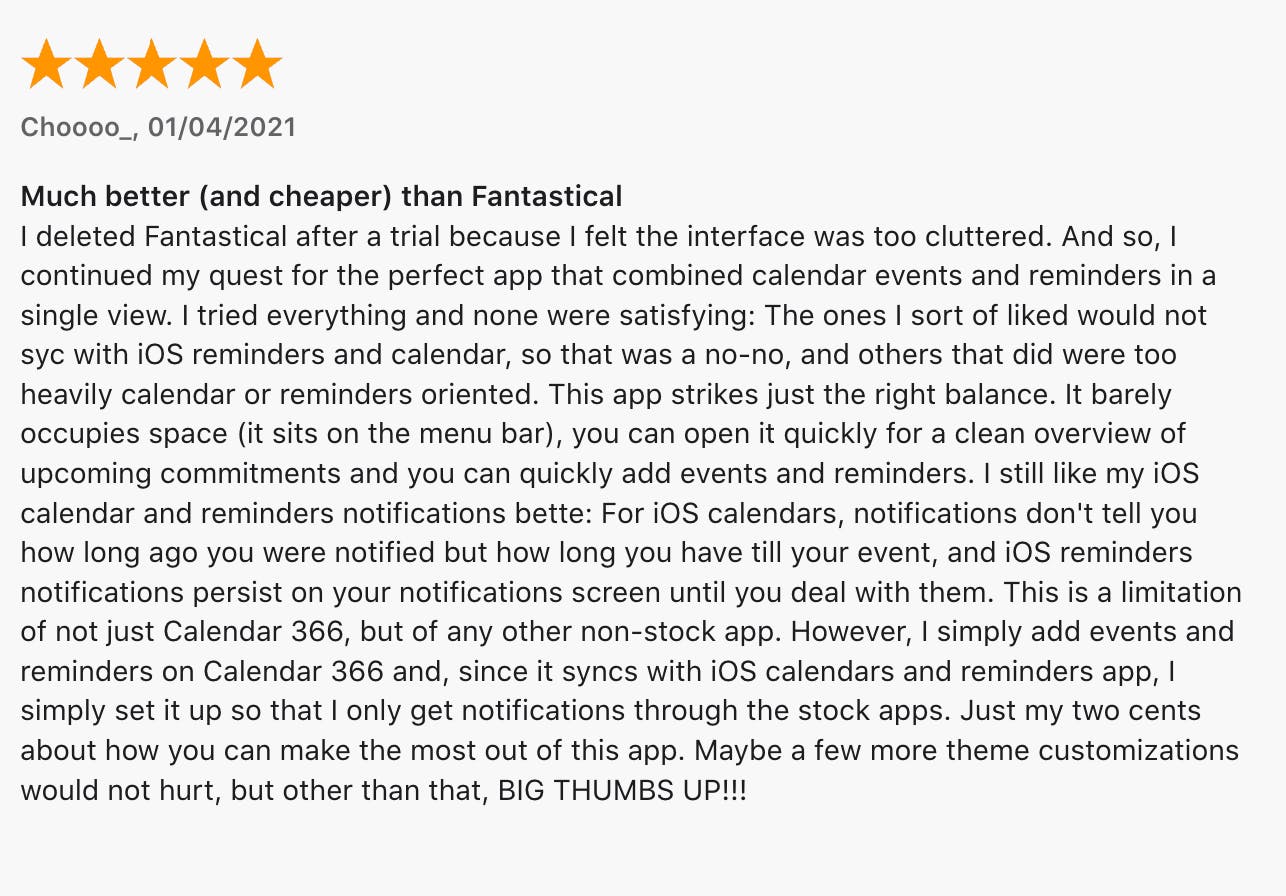 Calendar 366 II user review