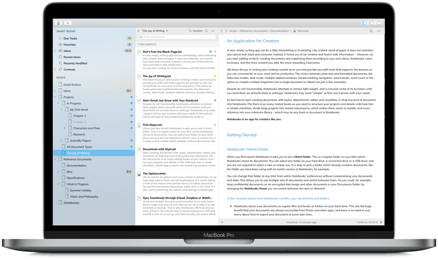Notebooks app dashboard